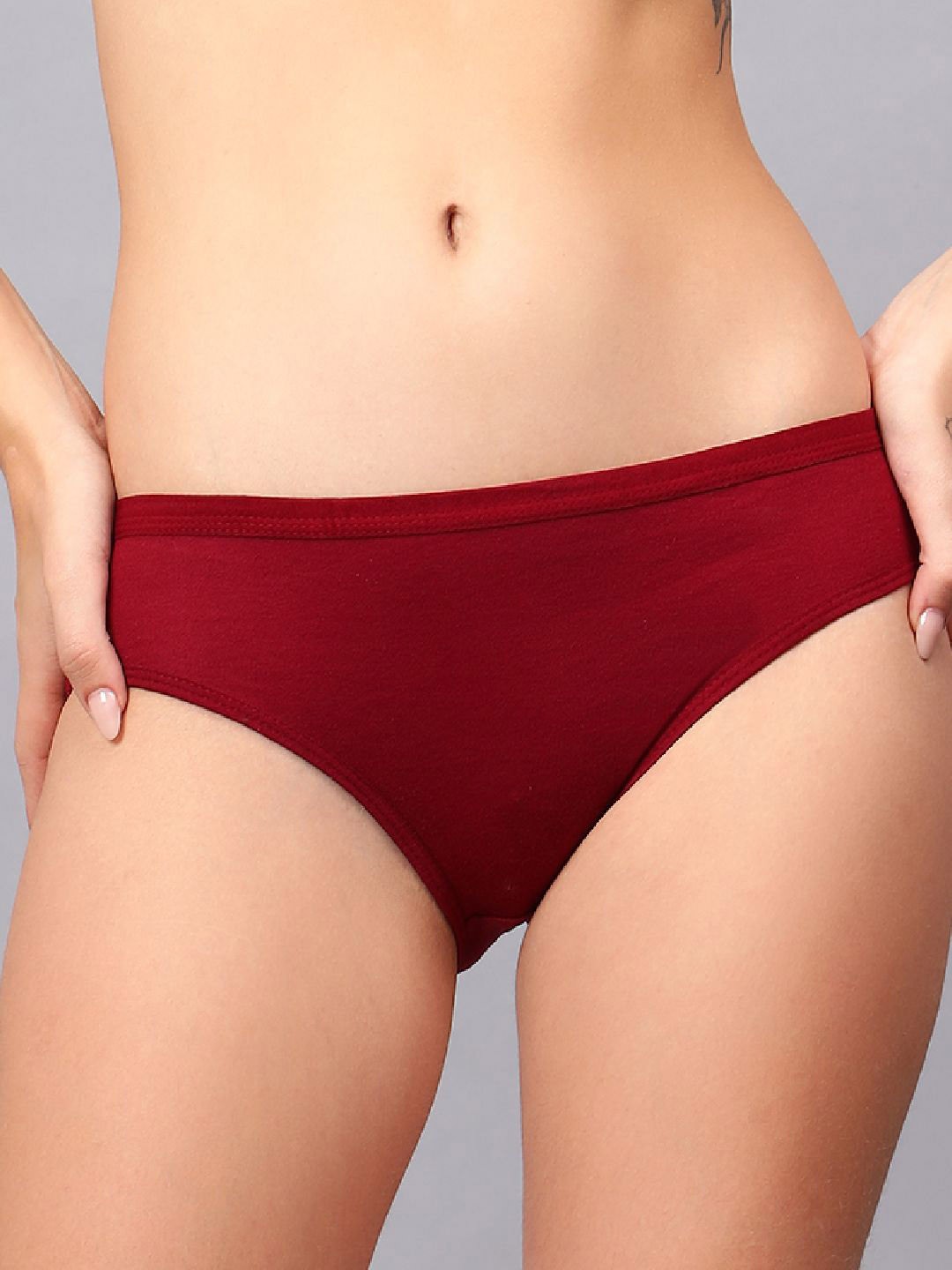 

JJAAGG T Women Mid-Rise Cotton Basic Briefs JAG-W-197-24, Maroon
