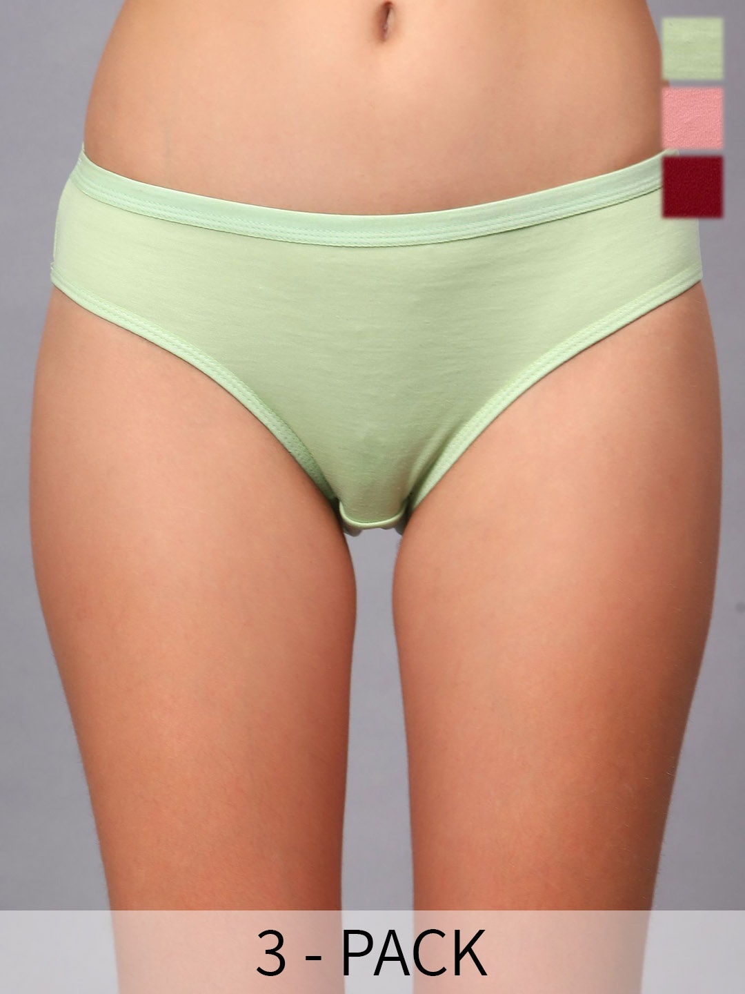 

JJAAGG T Women 3 Pcs Pure Cotton Basic Briefs-JAG-W-219-24, Olive