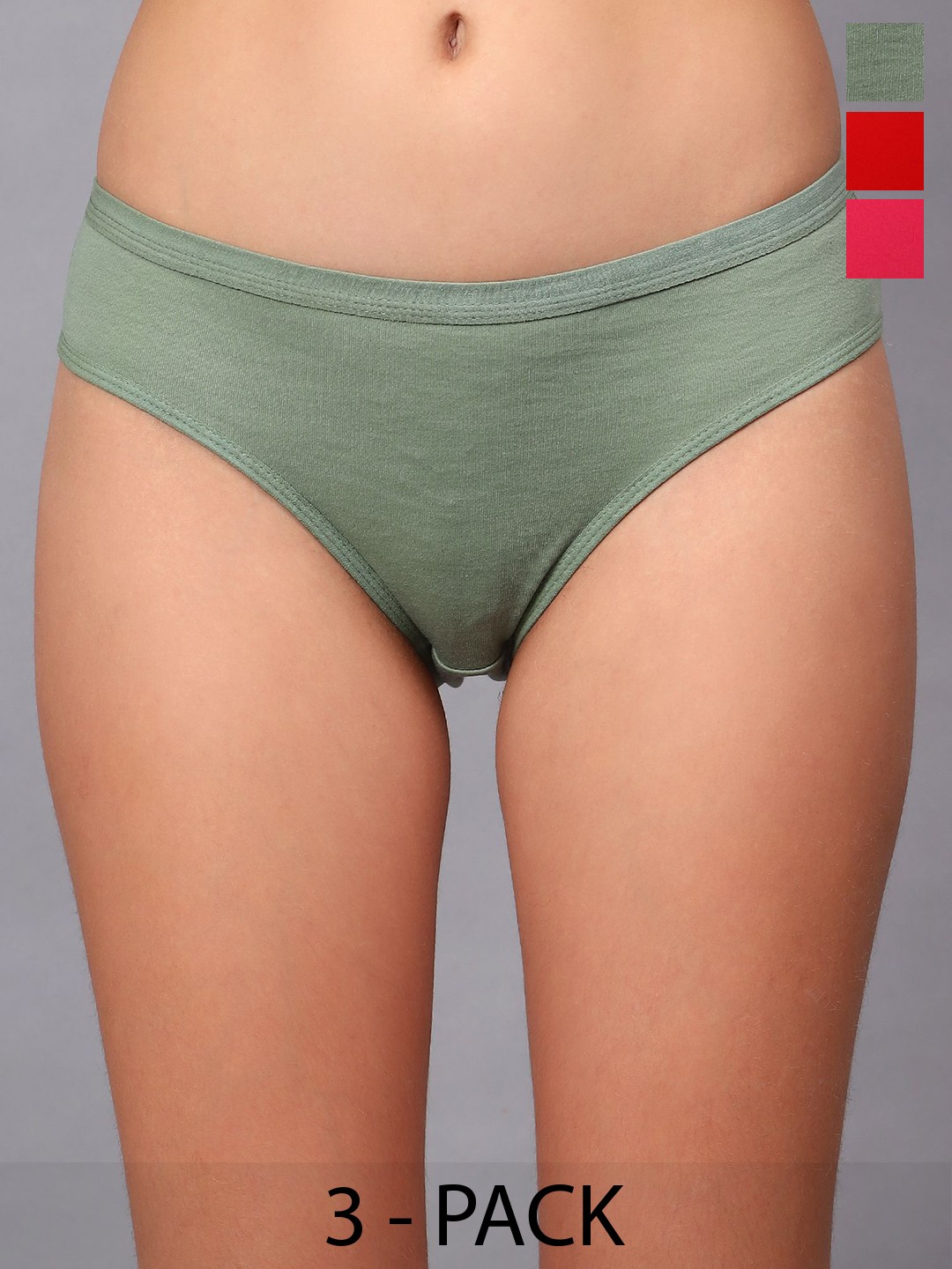 

JJAAGG T Women 3 Pcs Mid Rise Basic Briefs, Red