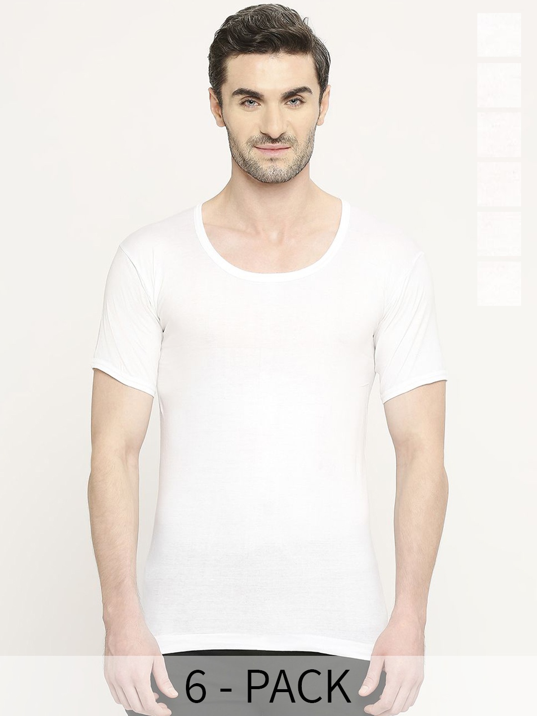 

VIP Men 6 Pcs Cotton Innerwear Vests VAN:VP-MI-VS-CLSRS-10P-110-PO6, White