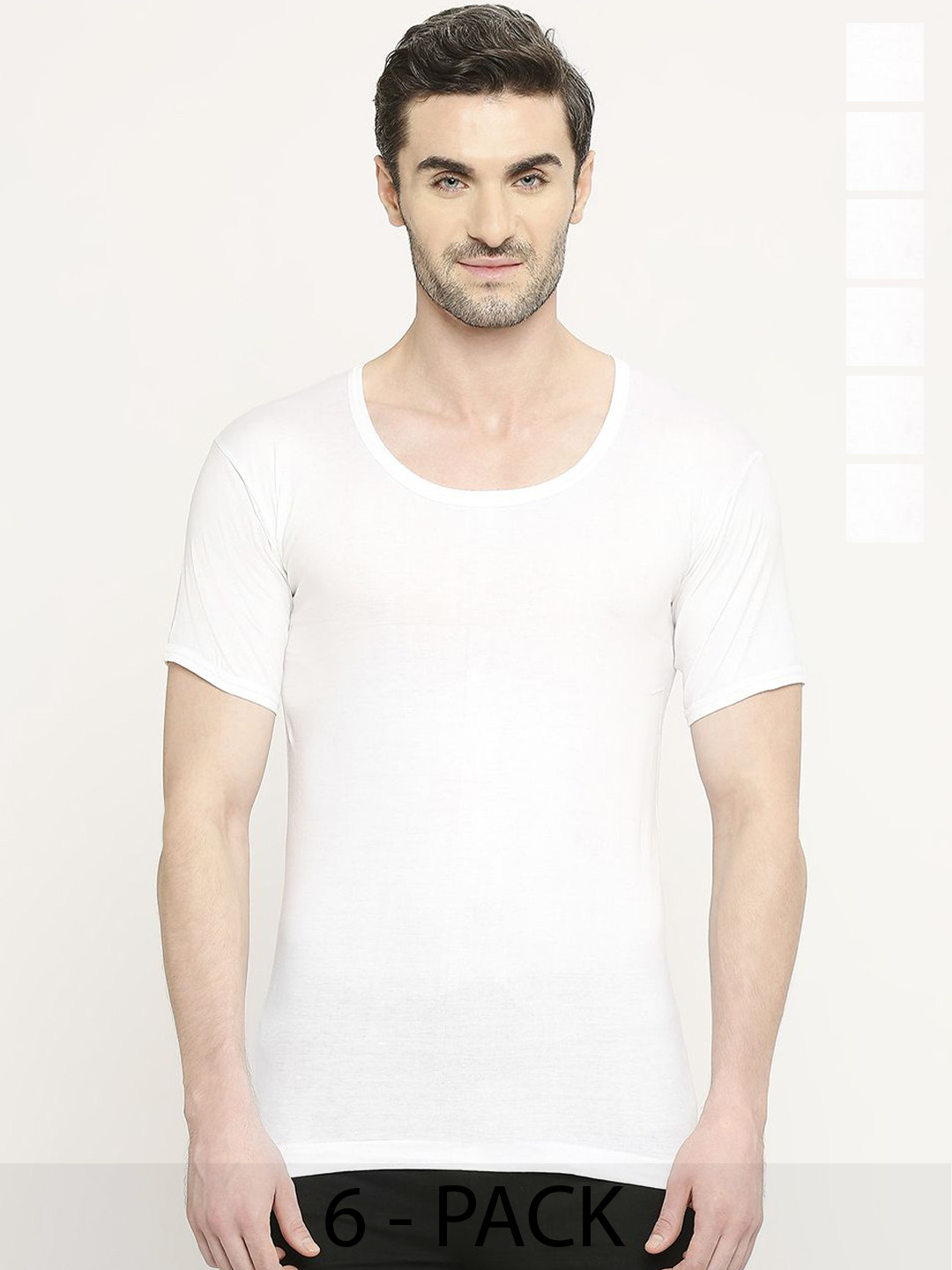 

VIP Men 6 Pcs Cotton Innerwear Vests VP-MI-VS-CLSRS-10P-95-PO6, White