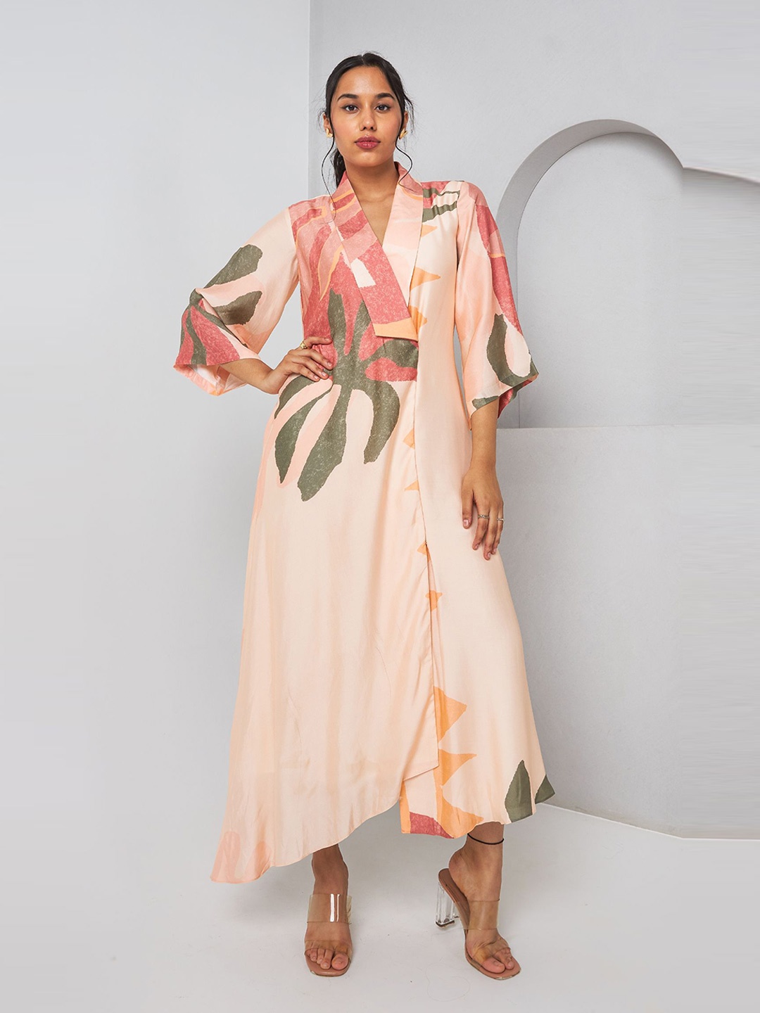 

Vedika M Women Floral Abstract Printed Overlapped Maxi Dress, Multi