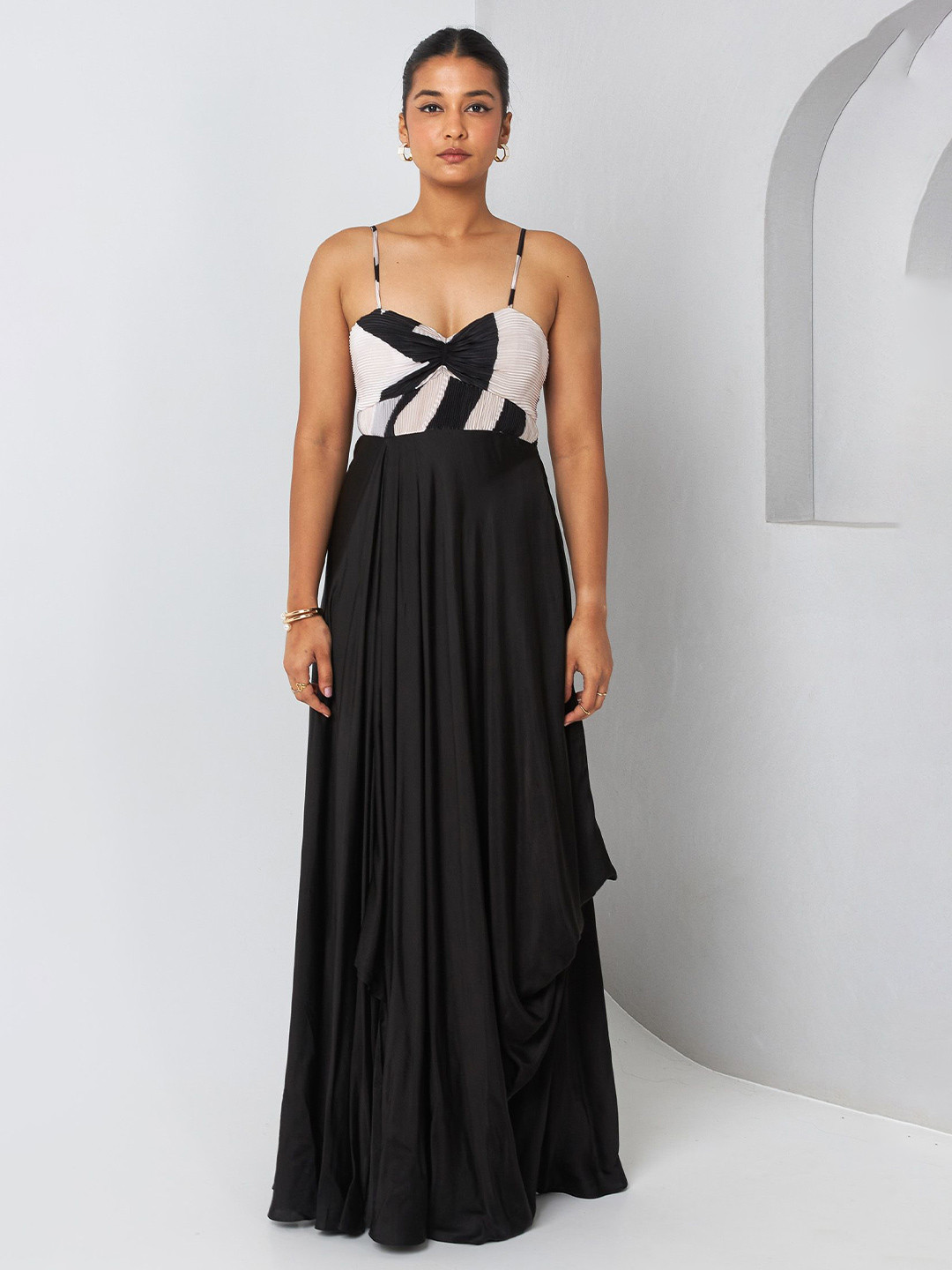 

Vedika M Women Satin Maxi Dress, Black