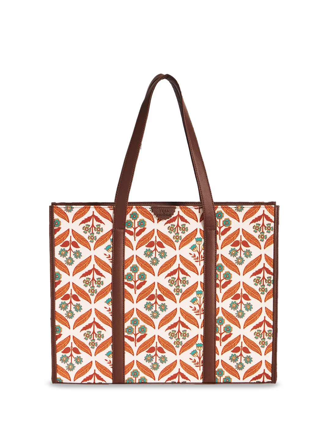 

TEAL BY CHUMBAK Women Ethnic Motifs Printed Tote Bag, Off white