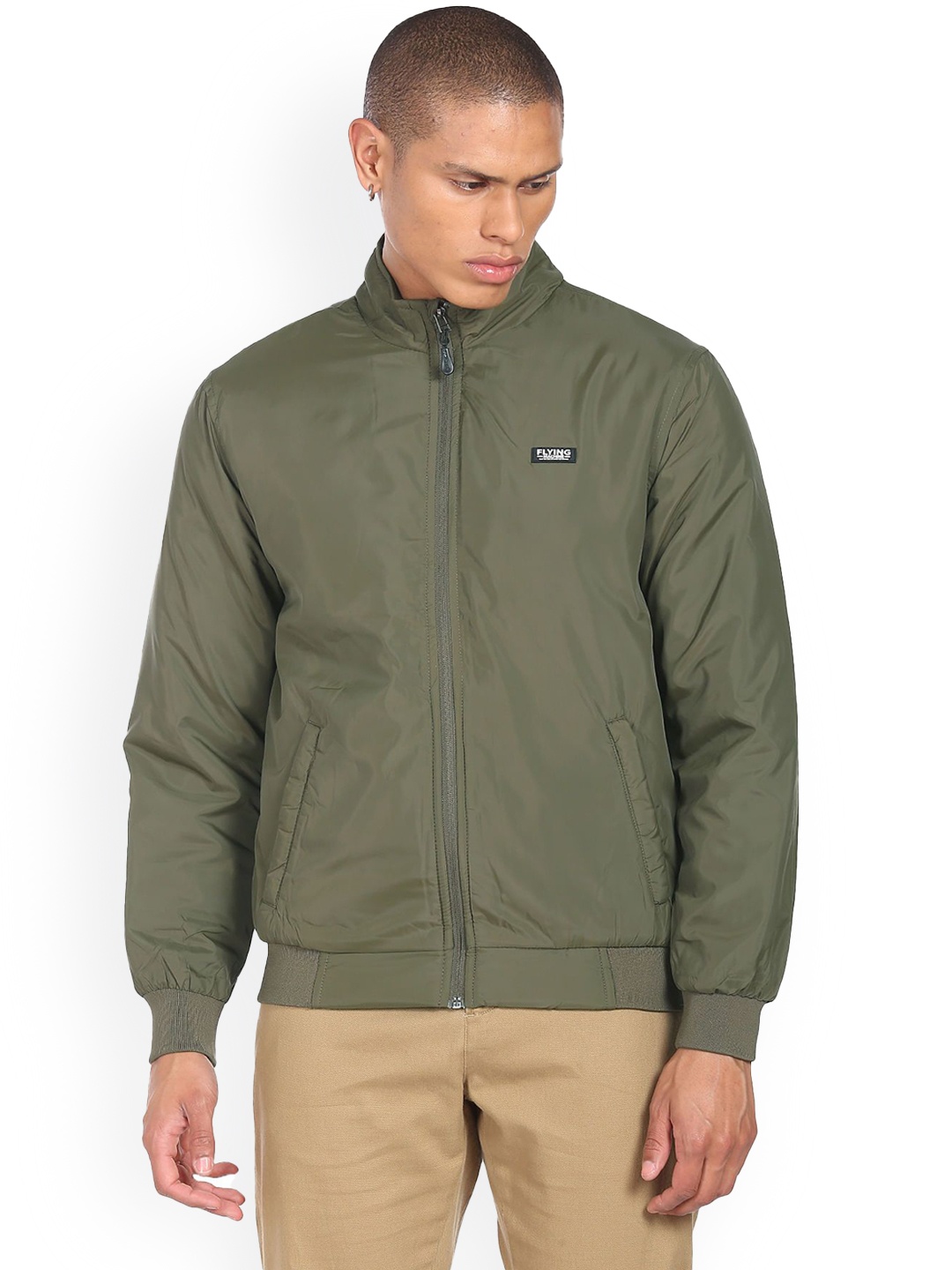 

Flying Machine Men Regular Open Front Solid Long Sleeves Jacket, Green