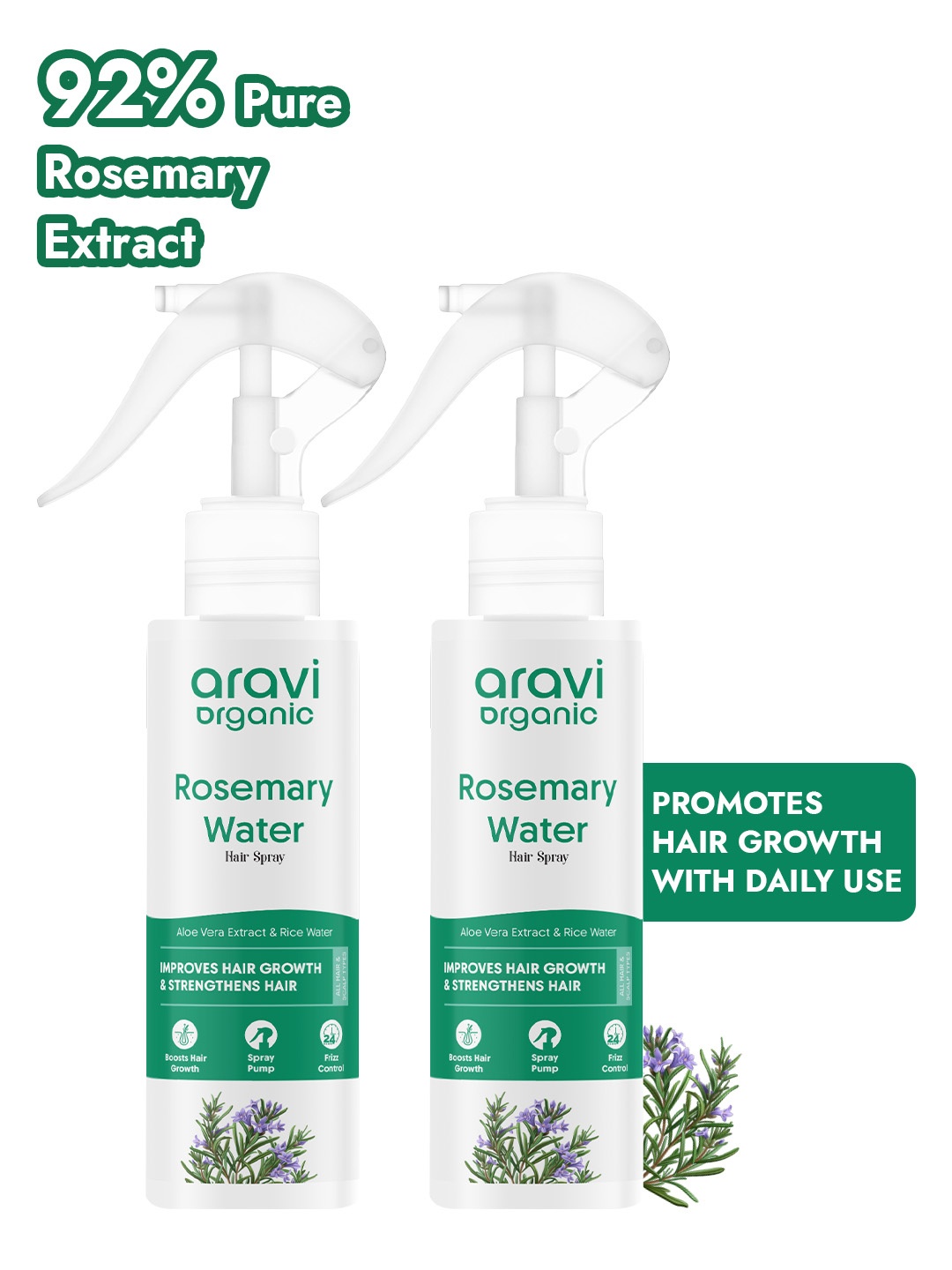 

Aravi Organic Set Of 2 Rosemary Water Hair Spray - 100ml Each, Na