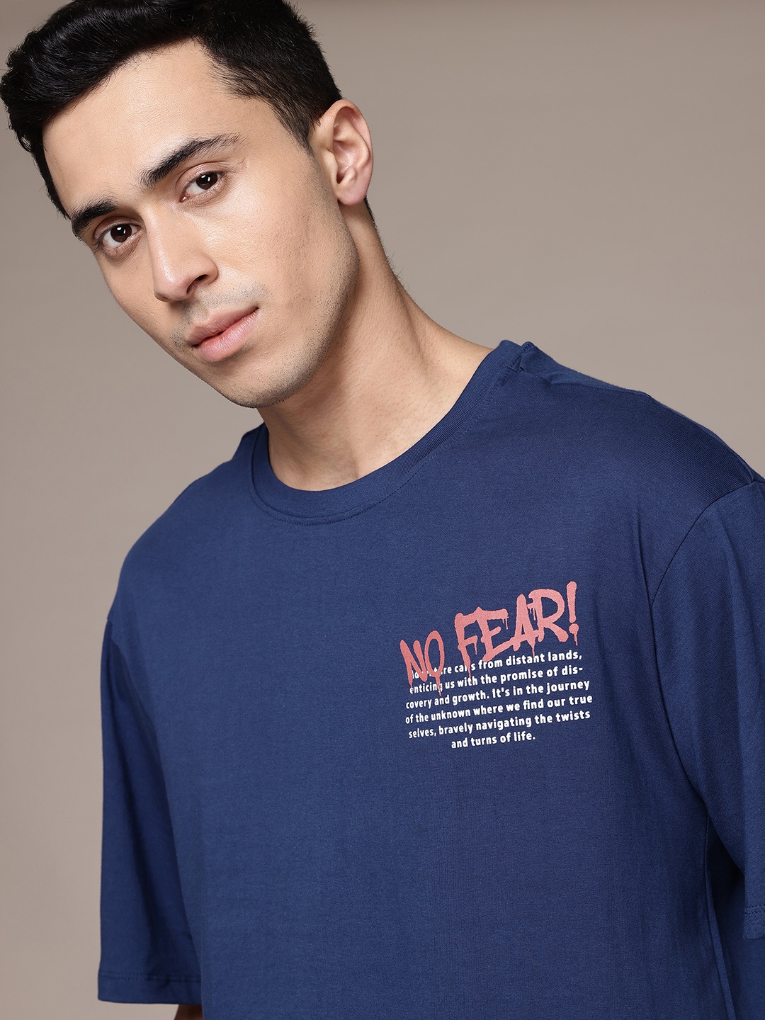 

The Roadster Lifestyle Co. Men Printed Pure Cotton Relaxed Fit T-shirt, Teal