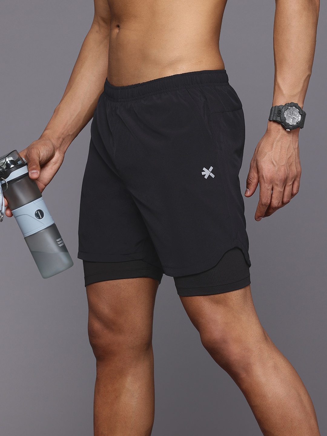 

HRX by Hrithik Roshan Men Rapid-Dry Running Sports Shorts, Black