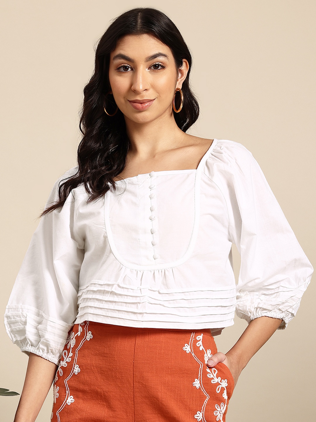 

Mast & Harbour Square Neck Cotton Top, White
