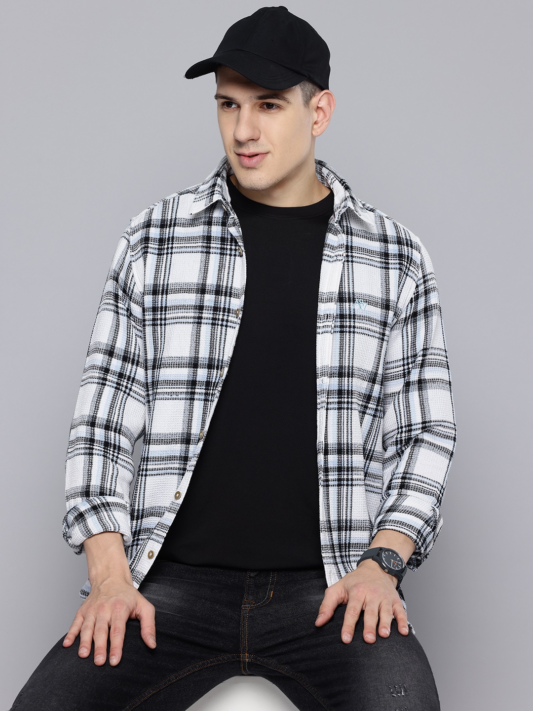 

Aeropostale Tartan Check Textured Shirt, White