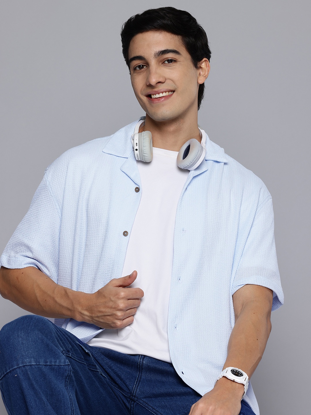 

Aeropostale Men Textured Relaxed Fit Casual Shirt, Blue