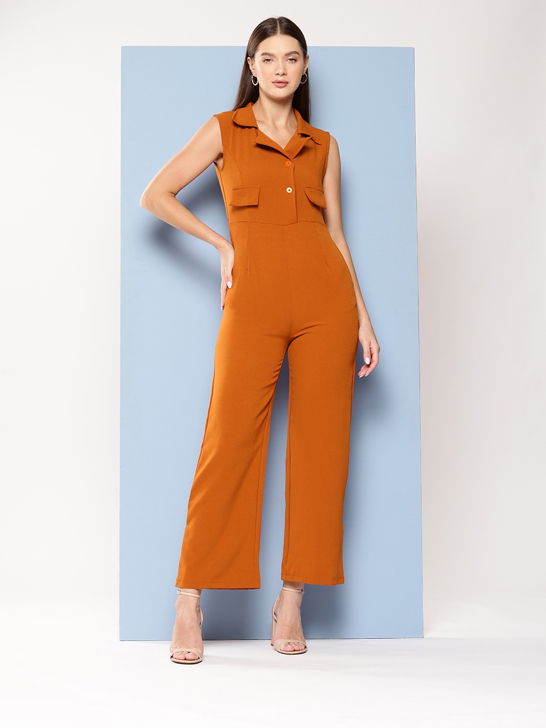 

Chemistry Cuban Collar Basic Jumpsuit, Rust