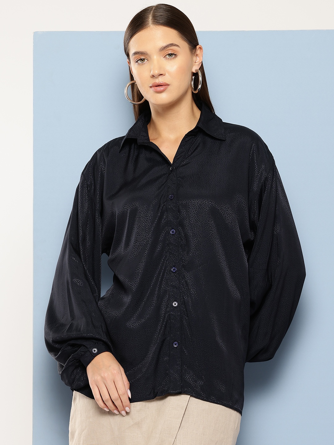 

Chemistry Extended Sleeves Shirt Style Top, Black