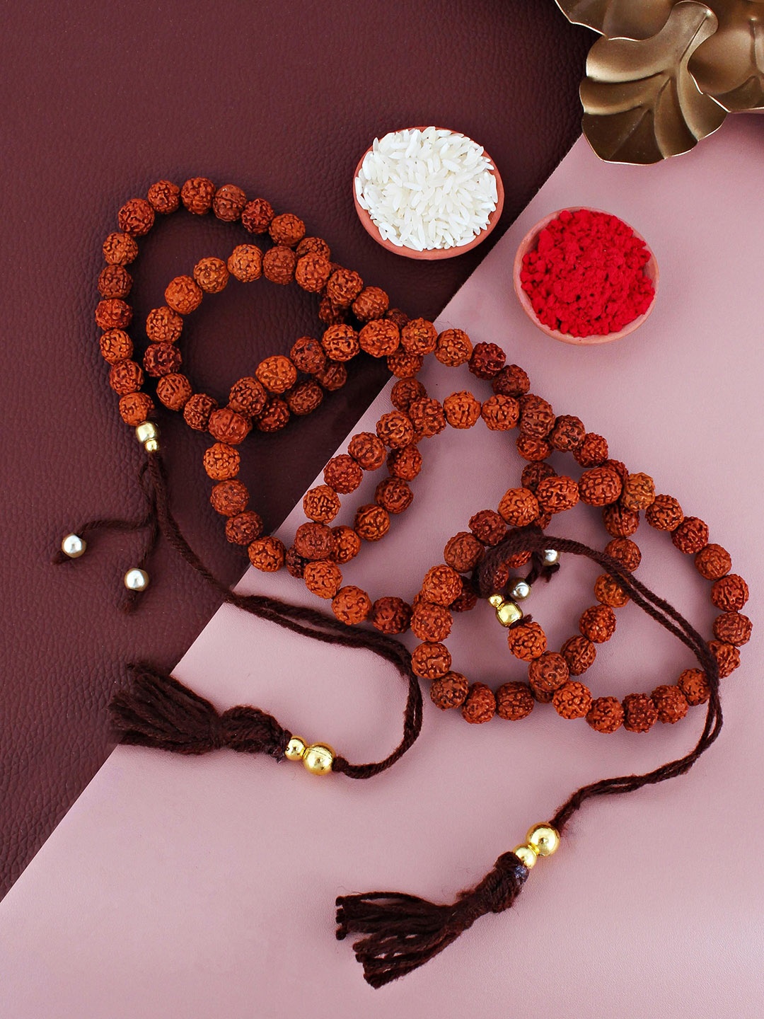 

LUCKY JEWELLERY Religious Multi Layered Rakhi With Roli Chawal & Greeting Card, Brown