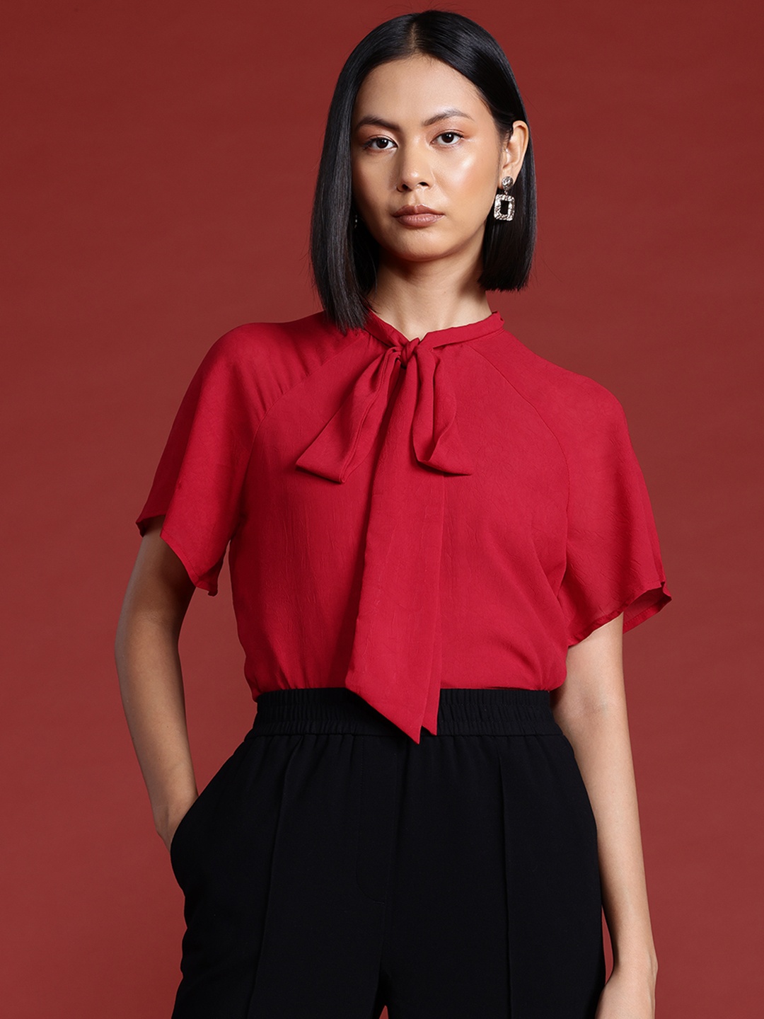

All About You Formals Flared Sleeve Top, Red