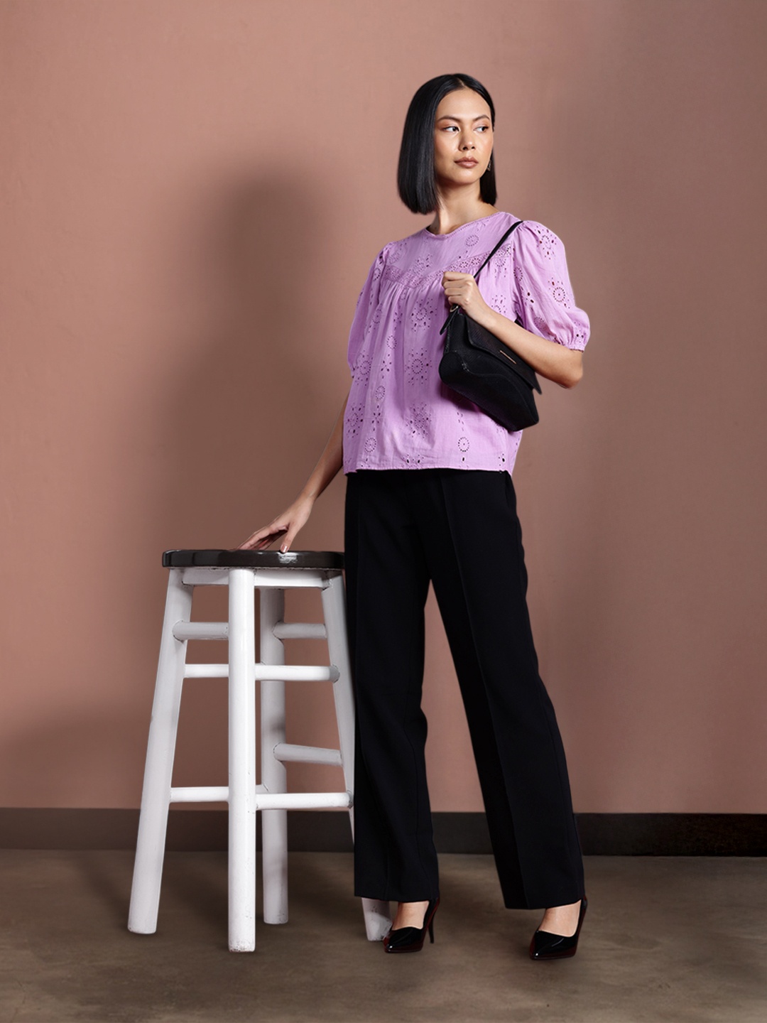 

all about you Puff Sleeve Cotton Top, Lavender