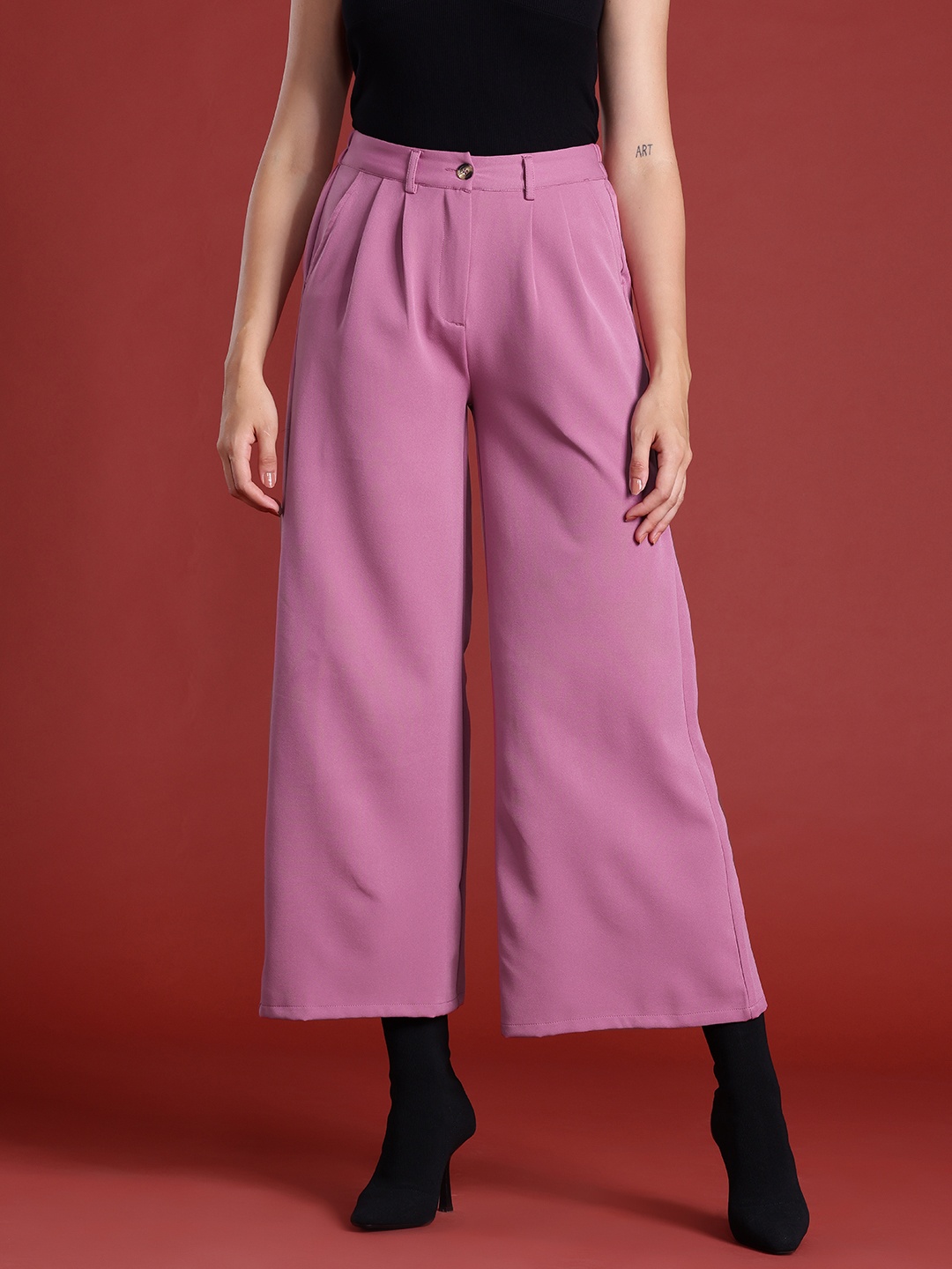 

All About You Formals Women Flared Trousers, Pink