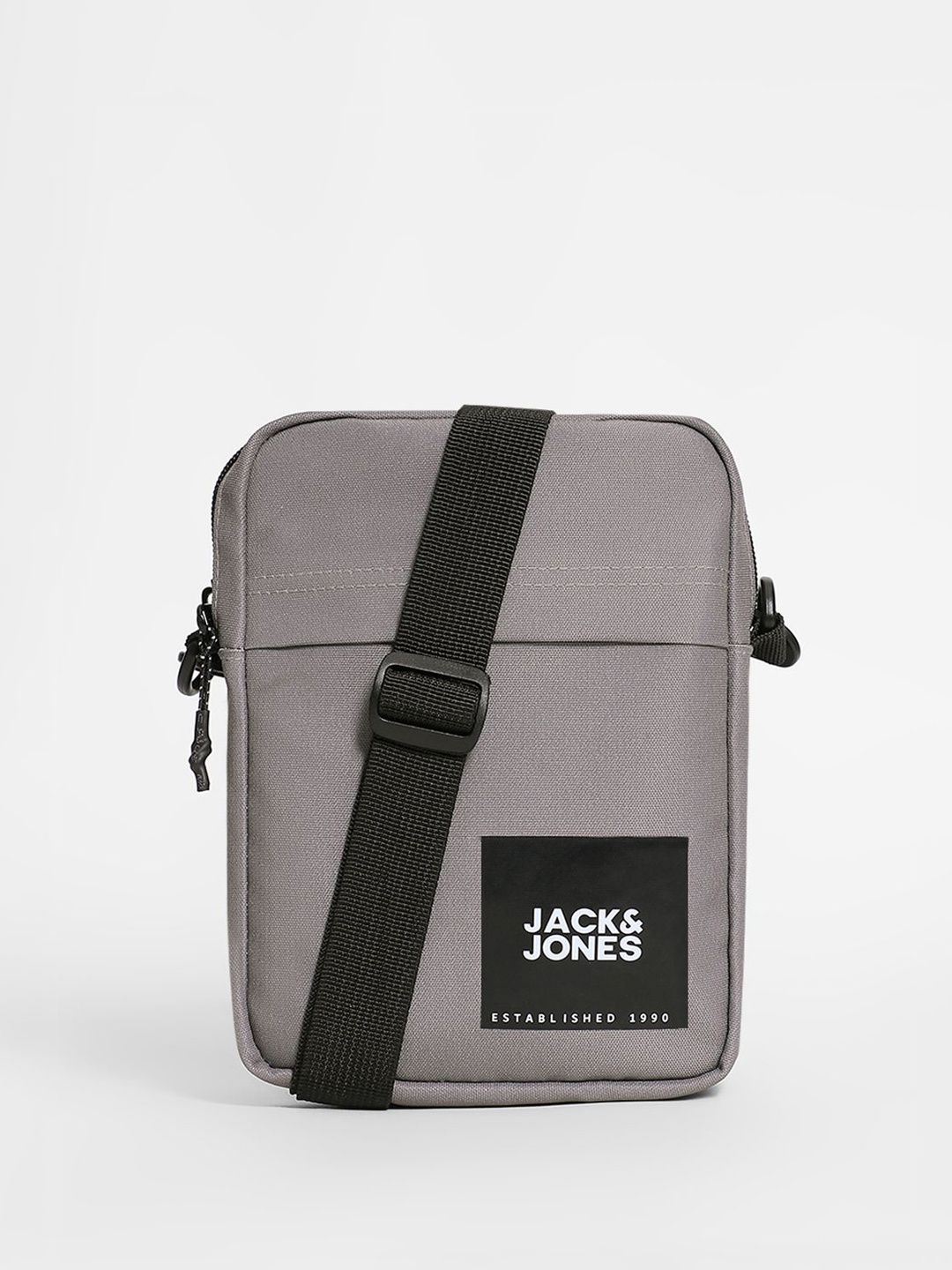 

Jack & Jones Men Structured Sling Bag with Applique, Grey