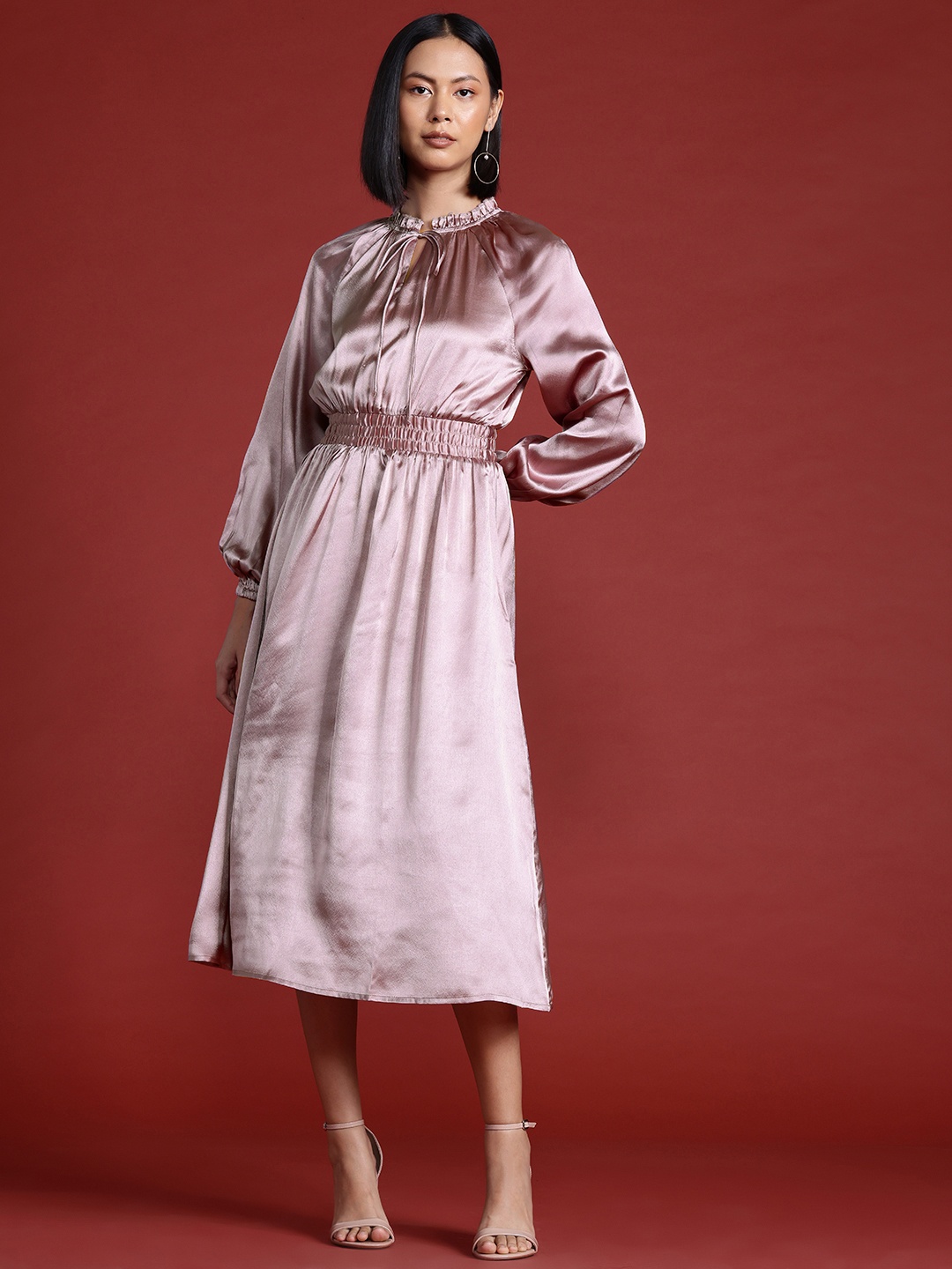 

All About You Formals Satin A-Line Midi Dress, Mauve