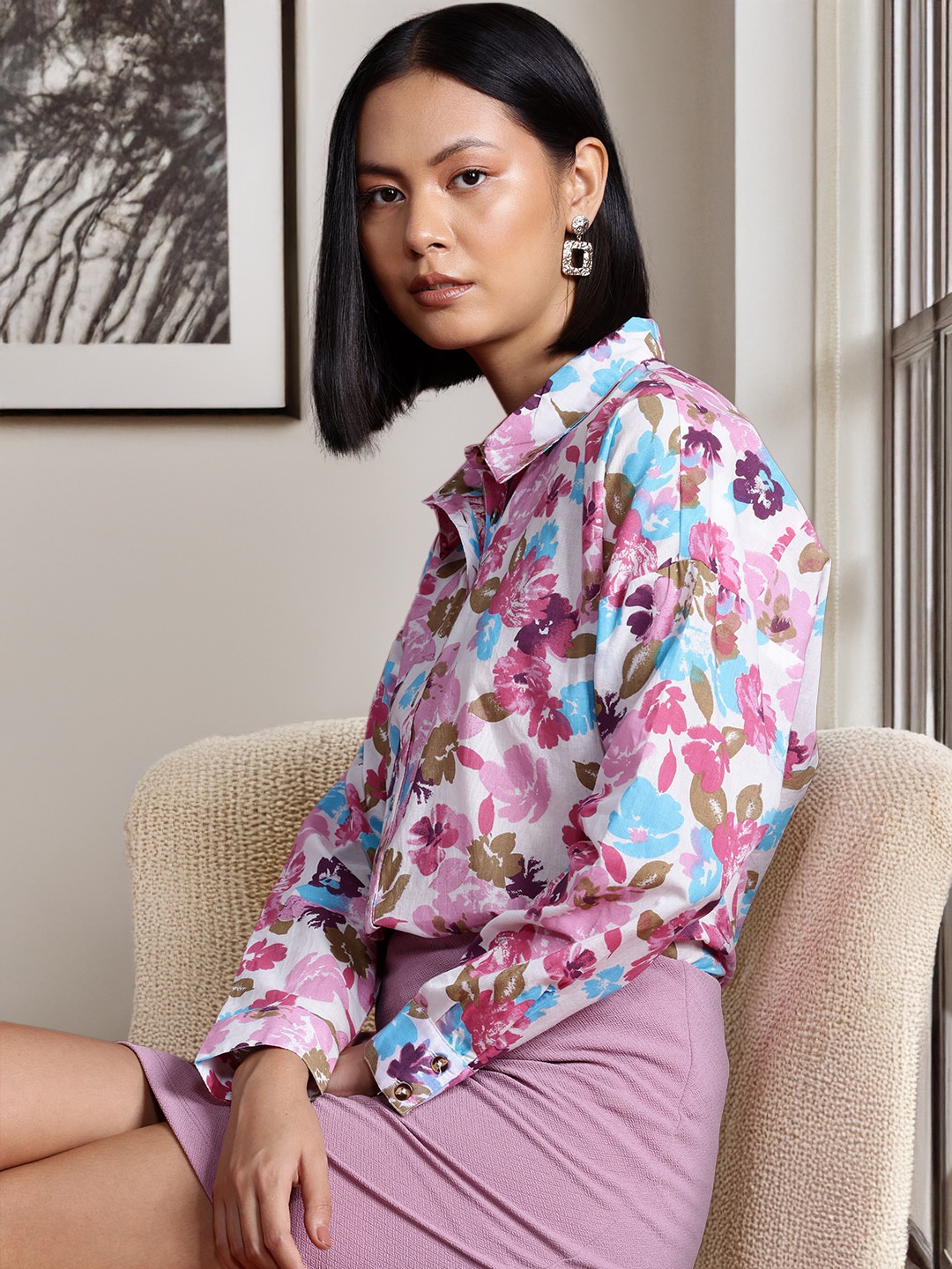 

all about you Women Floral Opaque Printed Casual Shirt, Pink