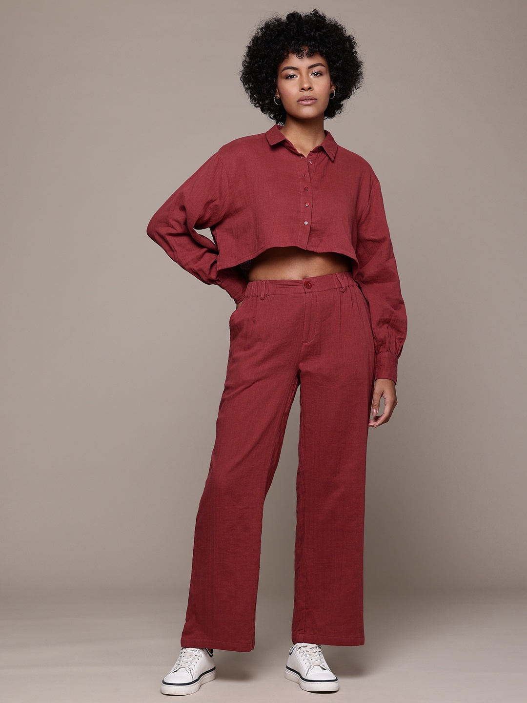 

The Roadster Lifestyle Co. Pure Cotton Co-Ords, Maroon