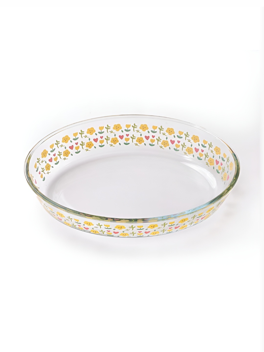 

Kuber Industries Transparent Printed Oval Glass Baking Serving Tray Bakeware