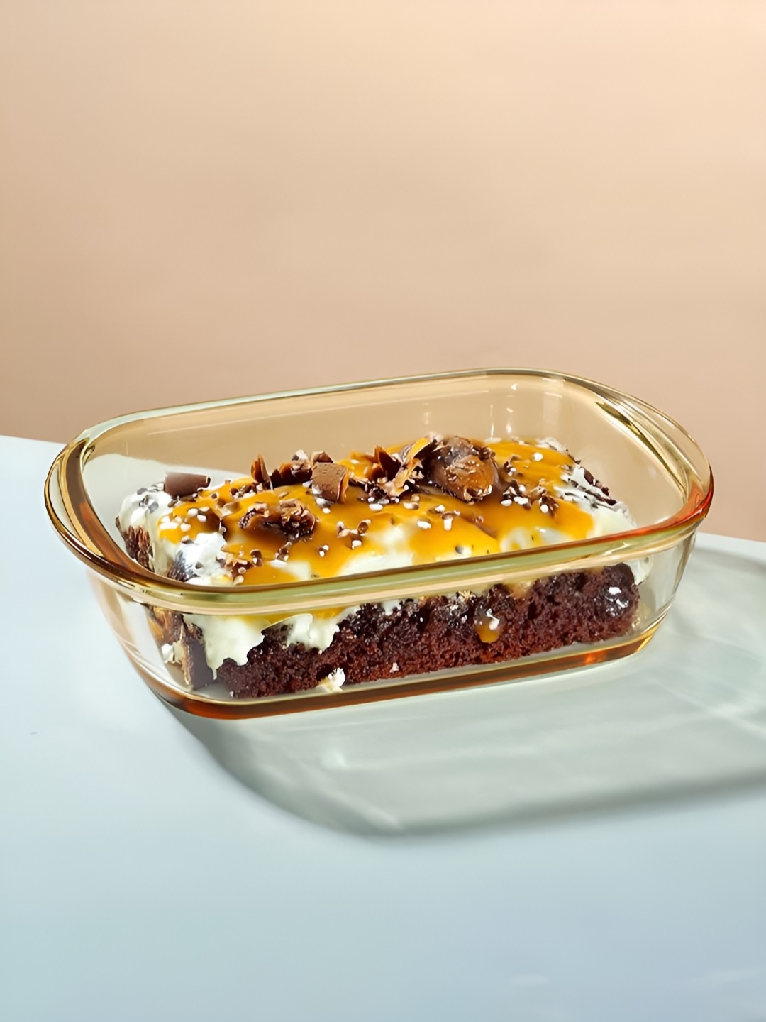 

Kuber Industries Brown Glass Baking Serving Tray