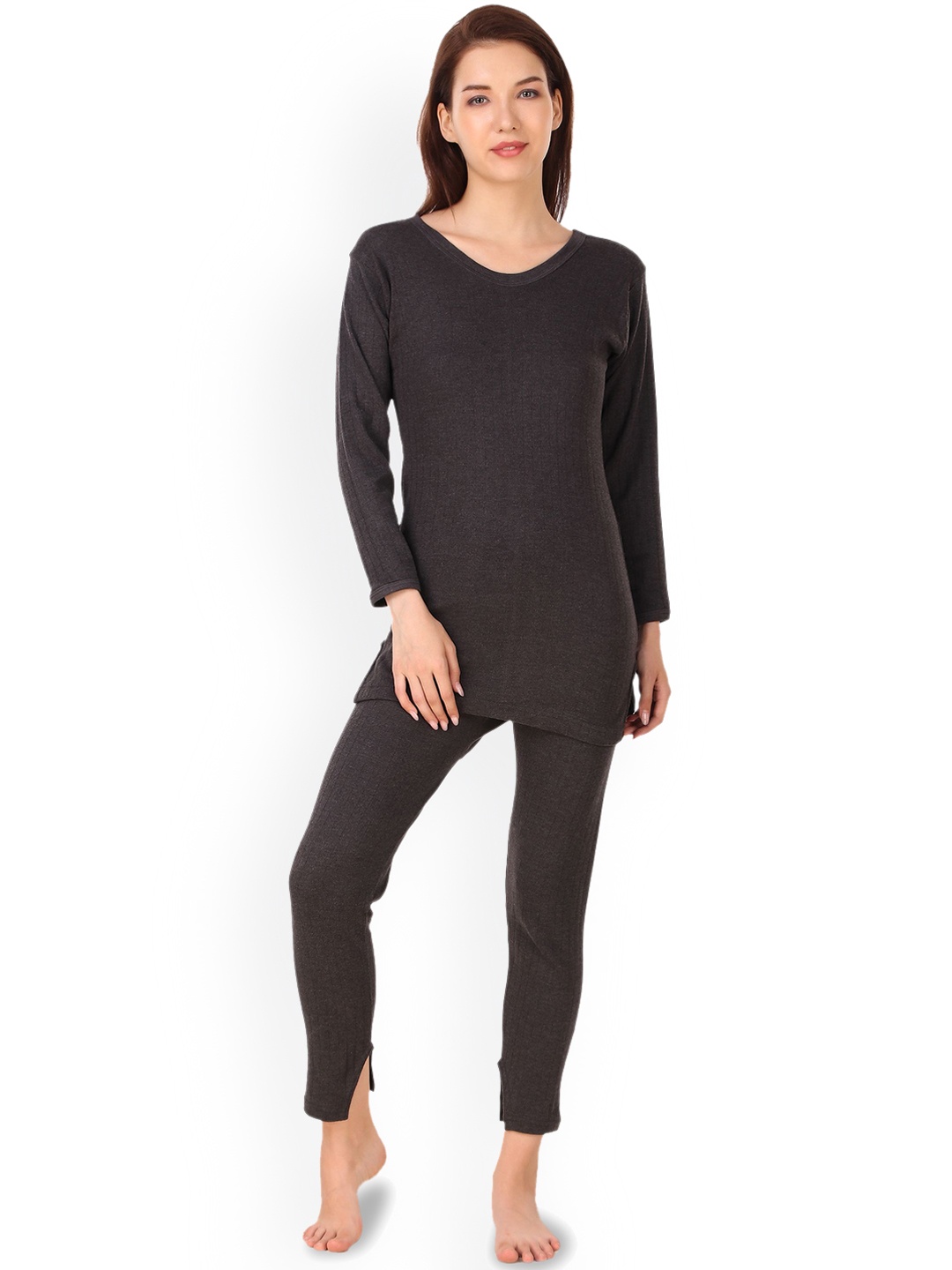 

inner element Women V-Neck Thermal Set, Grey