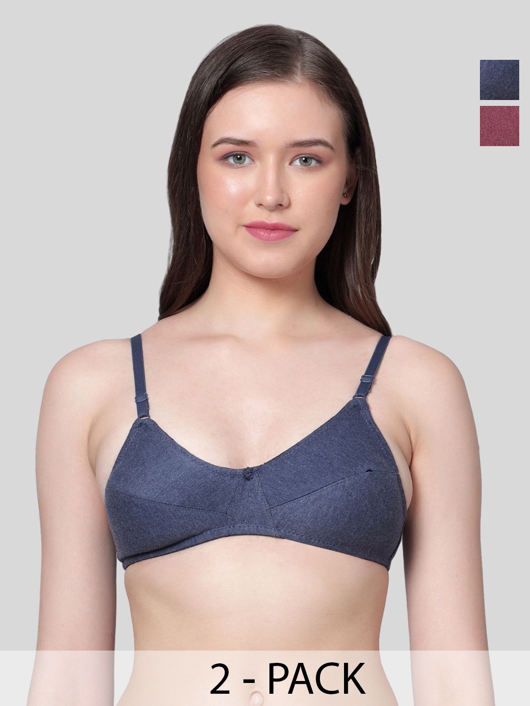 

Aimly Women 2 Pcs Medium Coverage Bra, Navy blue