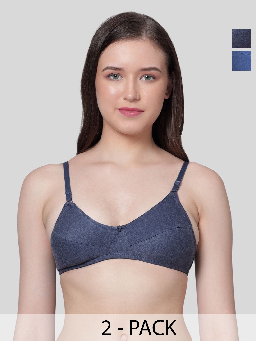 

Aimly Women 2 Pcs Medium Coverage Bra, Blue