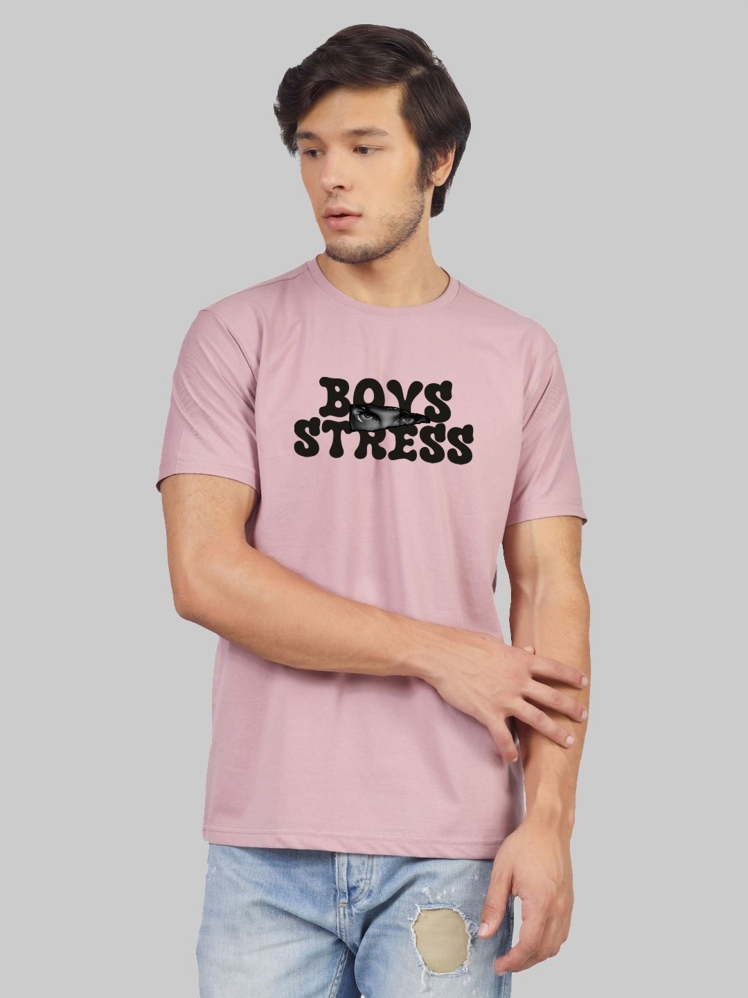

Greylongg Men Typography Printed Round Neck T-shirt, Purple