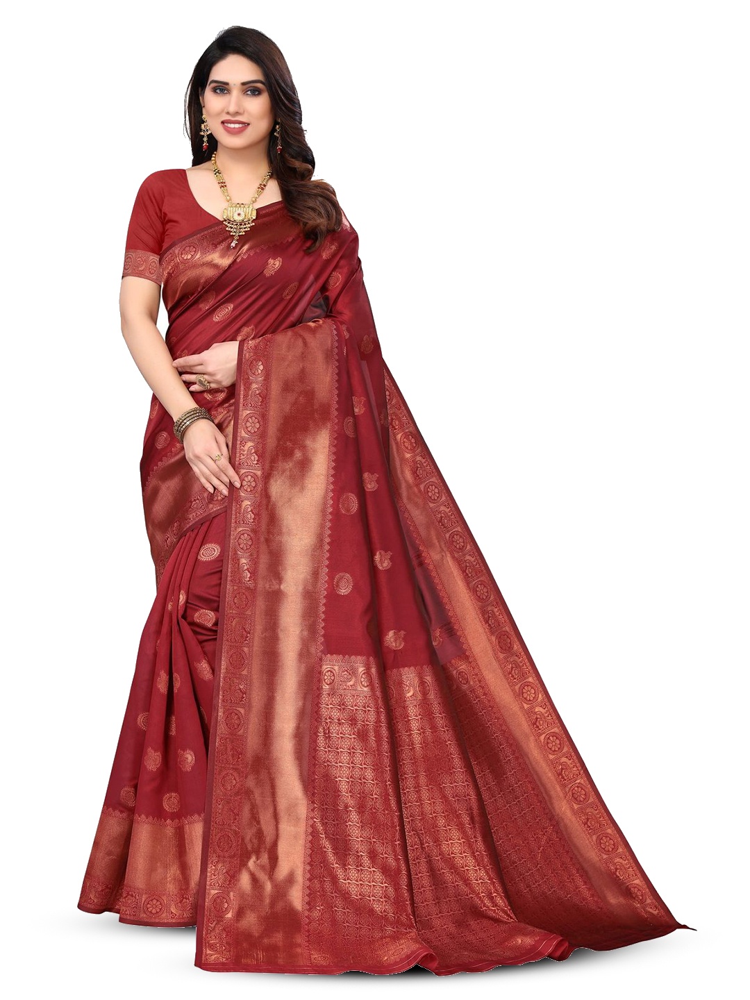 

Varanga Ethnic Motif Zari Woven Kanjeevaram Saree, Maroon