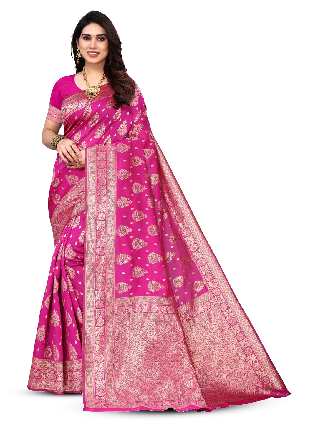 

Varanga Woven Design Zari Kanjeevaram Saree, Pink