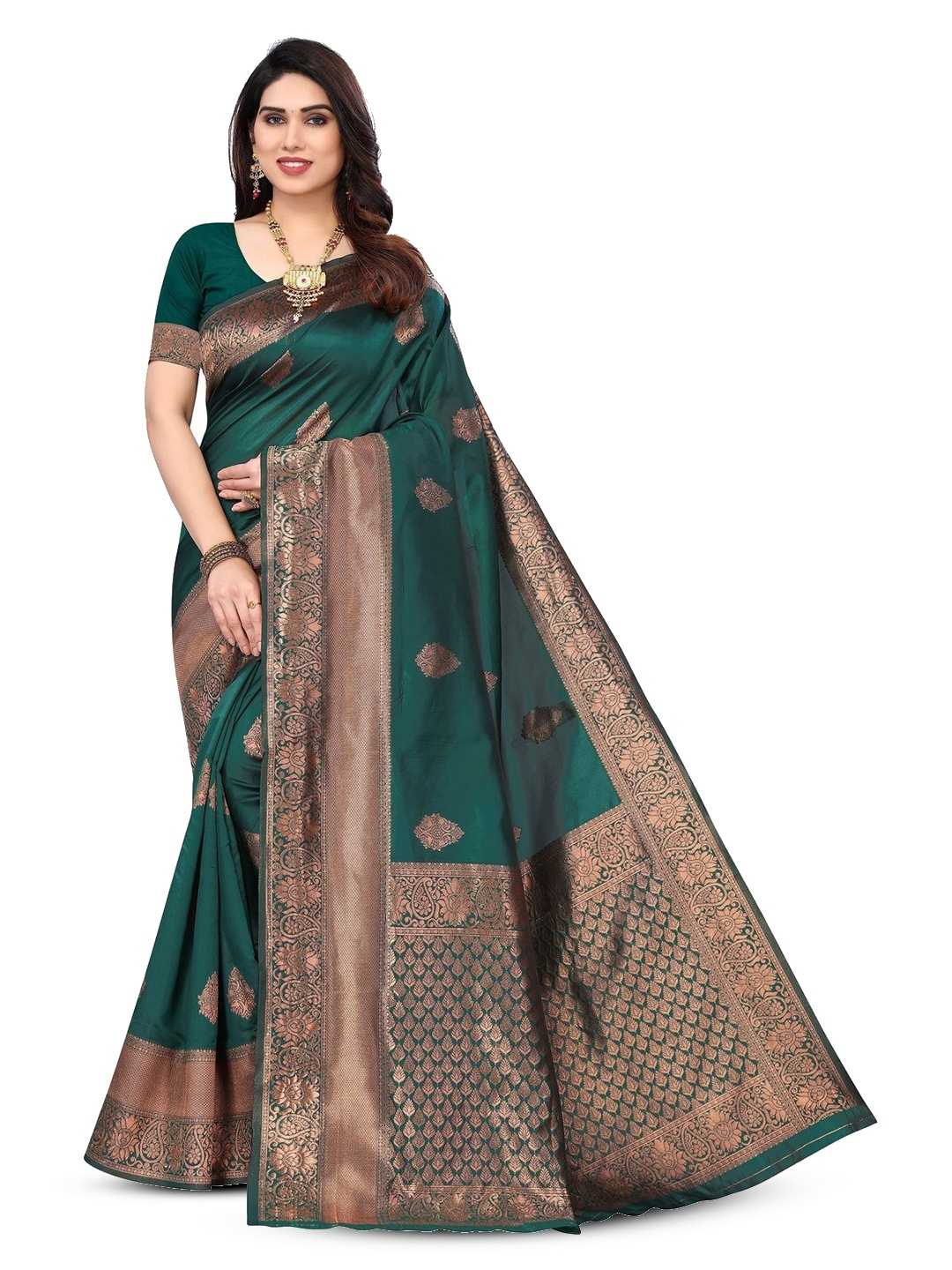 

Varanga Woven Design Zari Kanjeevaram Saree, Green