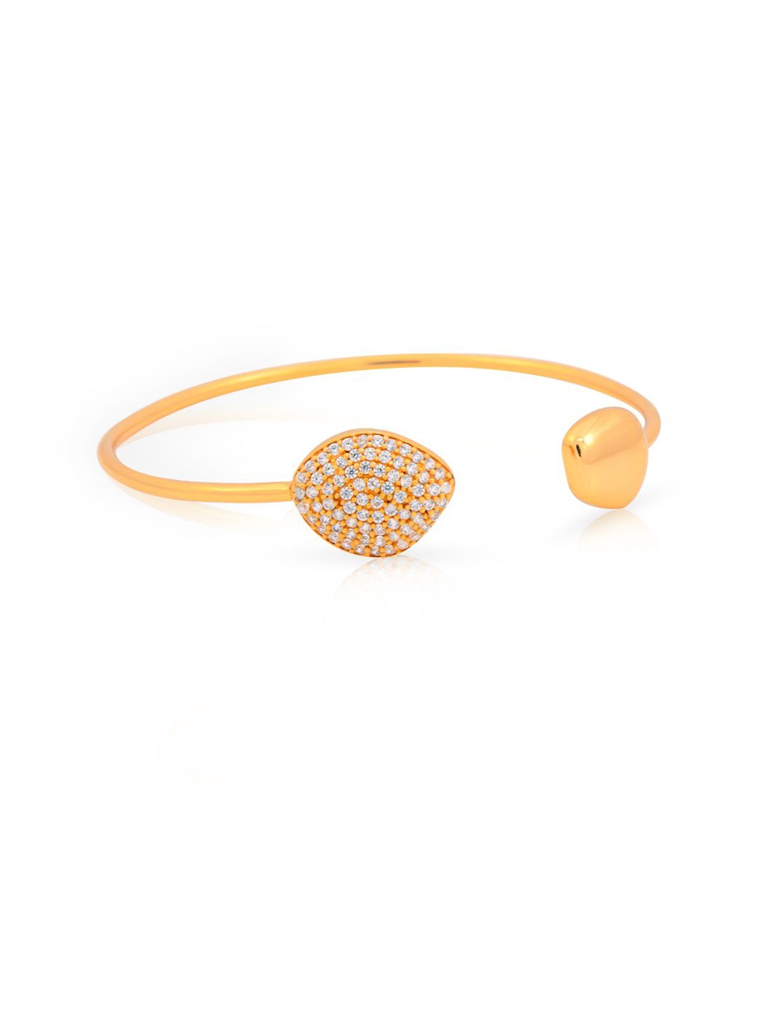

Perfectly Average Women Silver Plated Jewellery Studded Pebble Cuff Bracelet, Gold