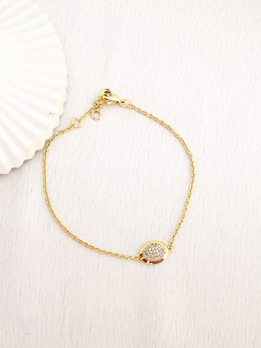 

Perfectly Average Gold-Plated Pave Diamond Charm Bracelet