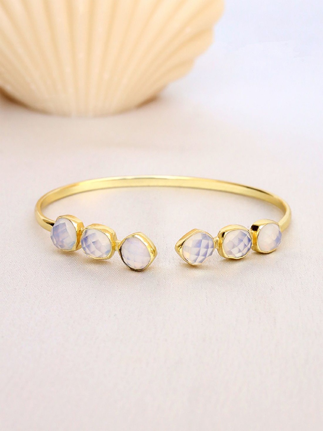 

Perfectly Average Women 18k Gold Plated JewelleryMoonstone Cuff Bracelet