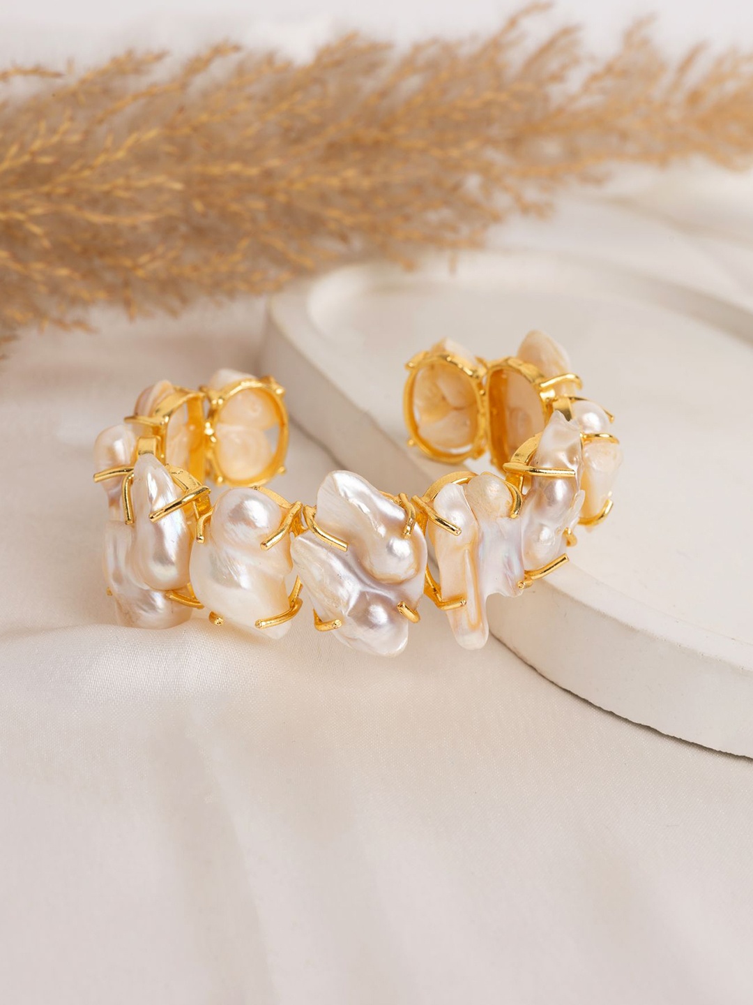 

Perfectly Average Gold-Plated Liana Pearl Cuff Bracelet