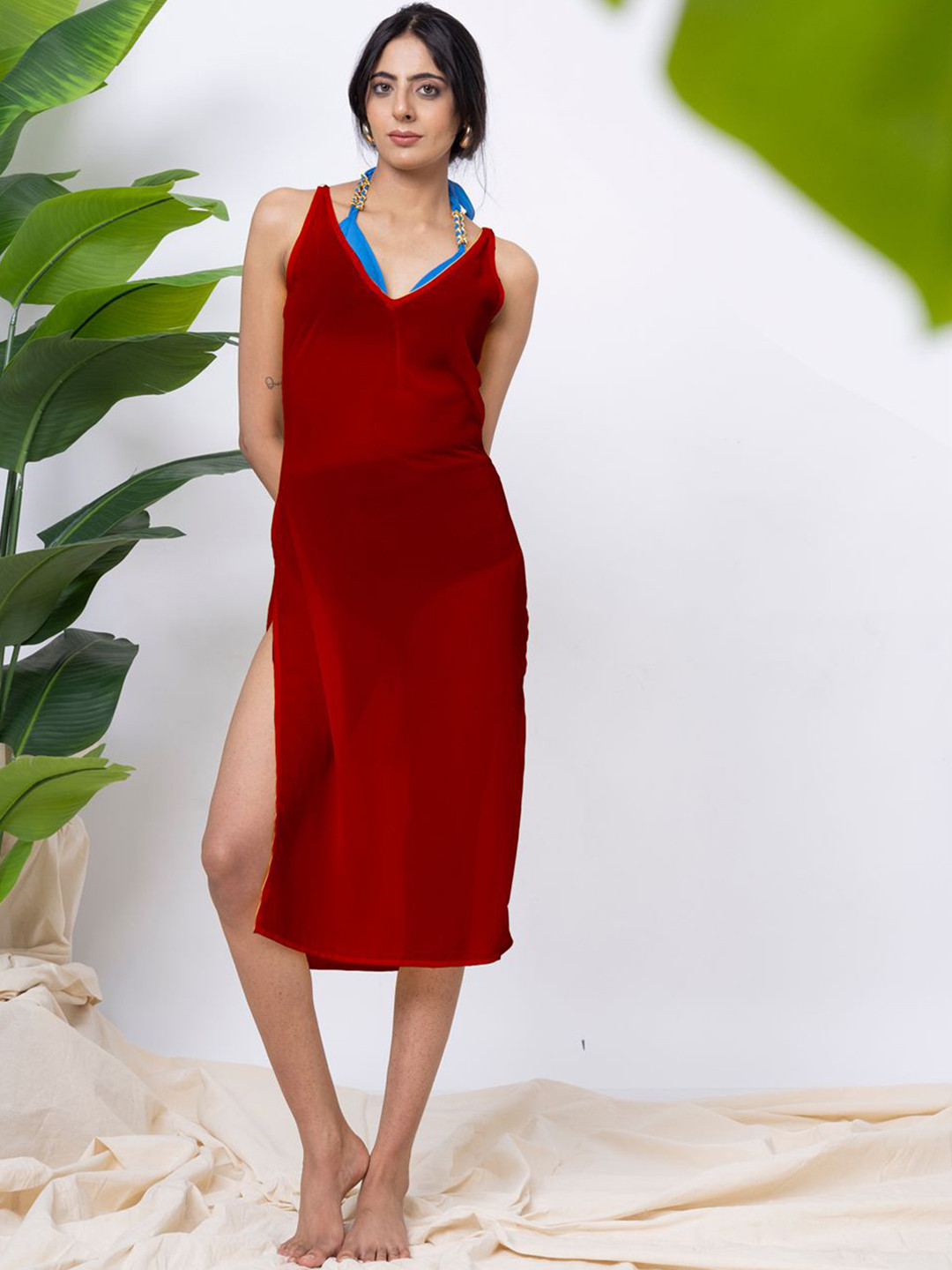 

EROTISSCH Cover Up Beachwear Dress, Red