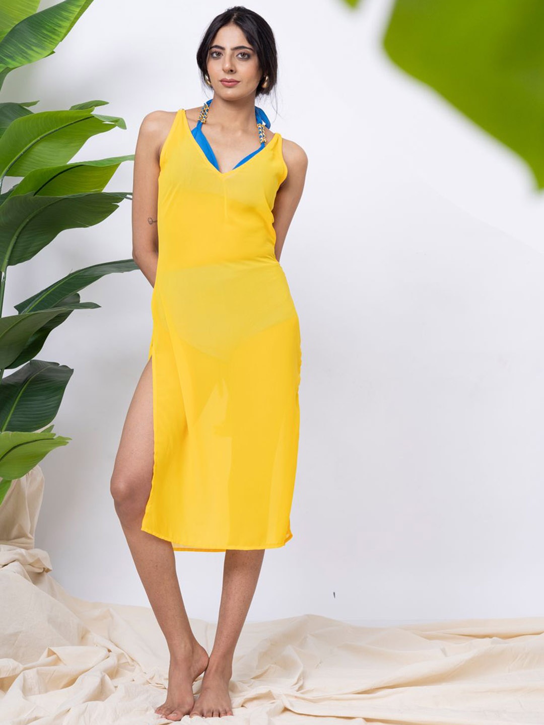 

EROTISSCH Cover-up Beachwear Dress, Yellow