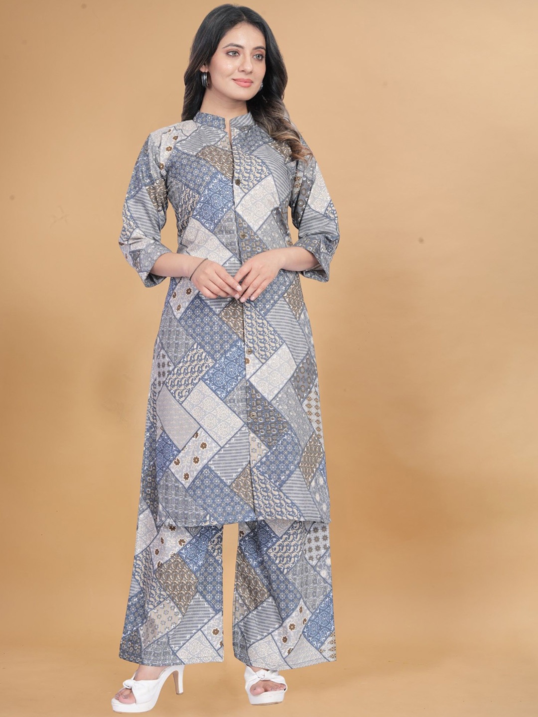 

LeeliPeeri Designer Printed Tunic With Palazzo, Blue