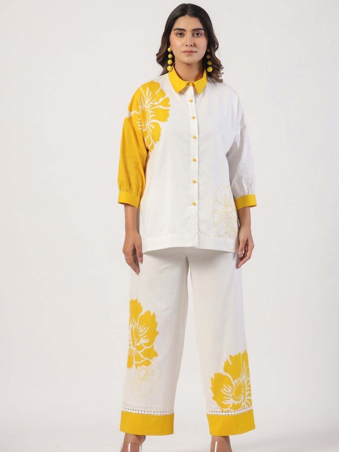 

Zolo Label Printed Shirt & Palazzos, White