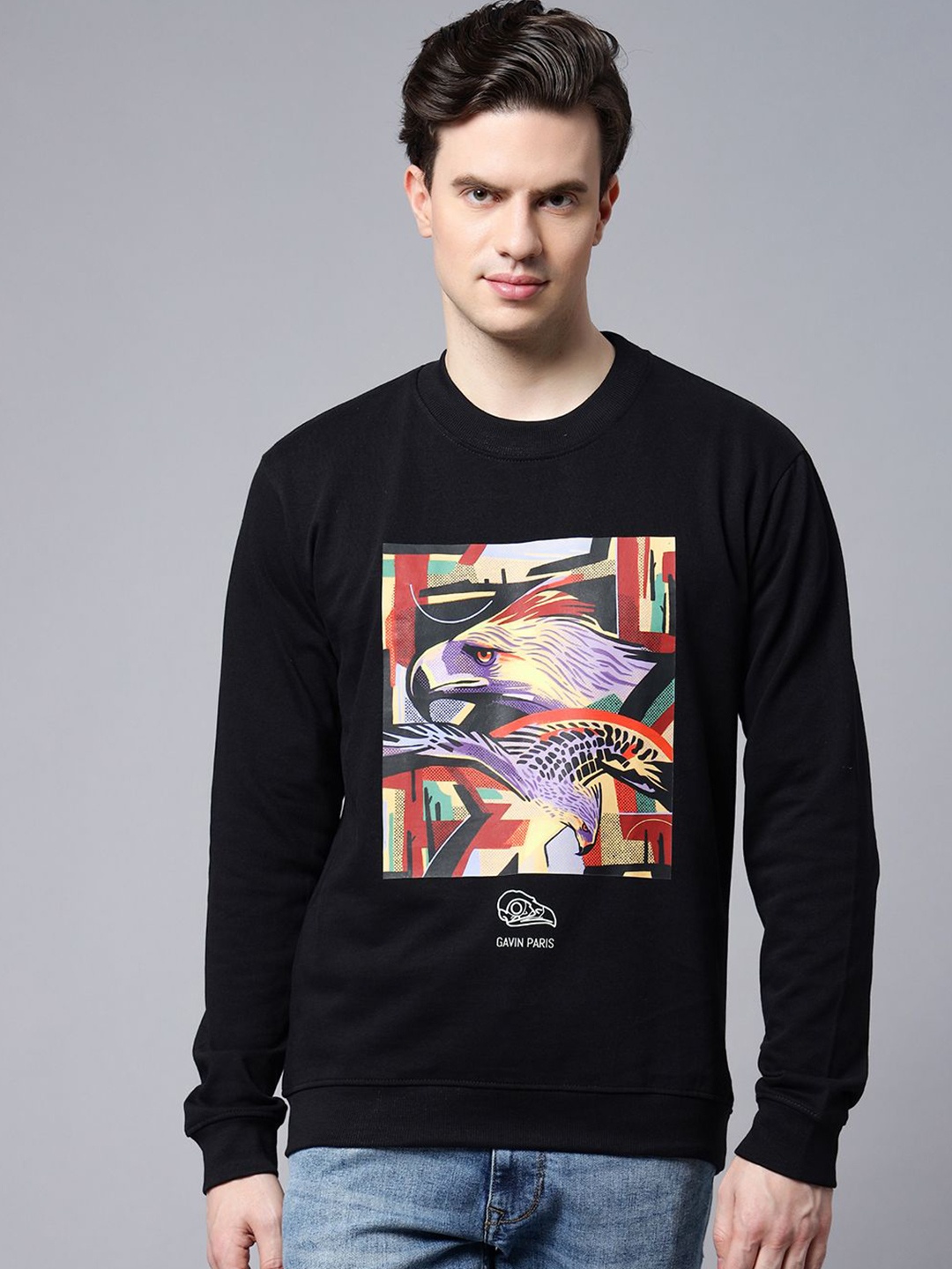 

Gavin Paris Men Graphic Printed Sweatshirt, Black