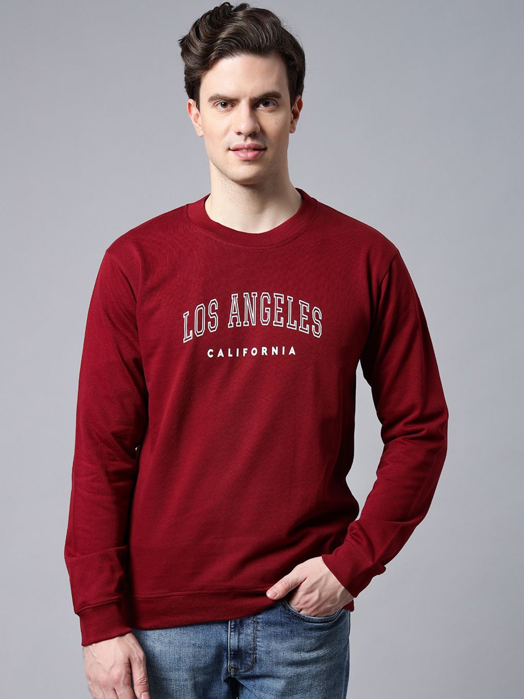

Gavin Paris Men Typography Printed Sweatshirt, Maroon
