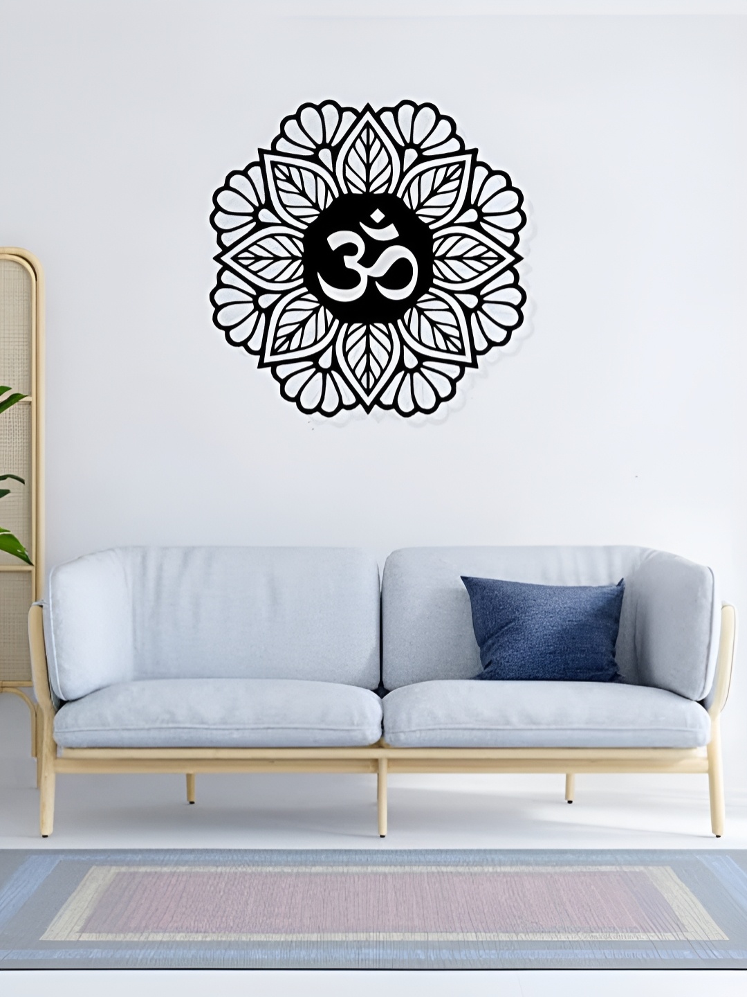 

ARTROOMS Black Om Printed Metal Wall Hanging