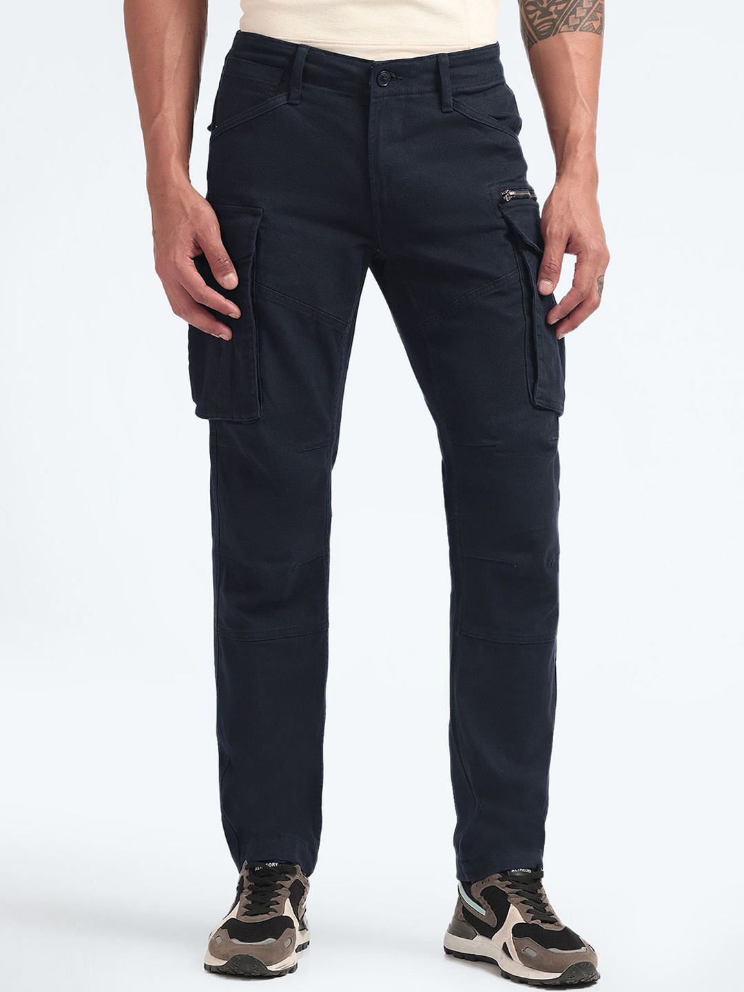 

Flying Machine Men Slim Fit Cargos Trousers, Blue