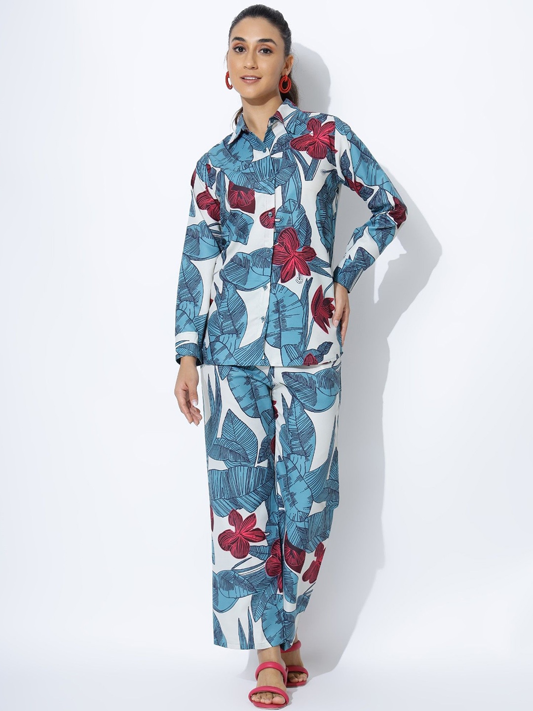 

LeeliPeeri Designer Printed Shirt With Palazzo, Blue