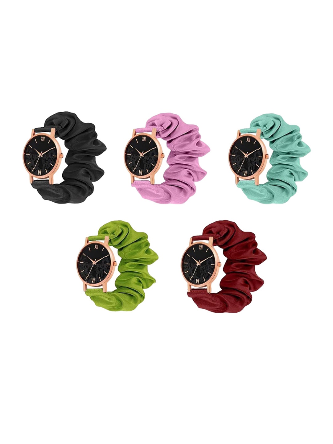 

WATCHSTAR Women Analogue Scrunchies Watch Scrunchies watch pack of 5, Black