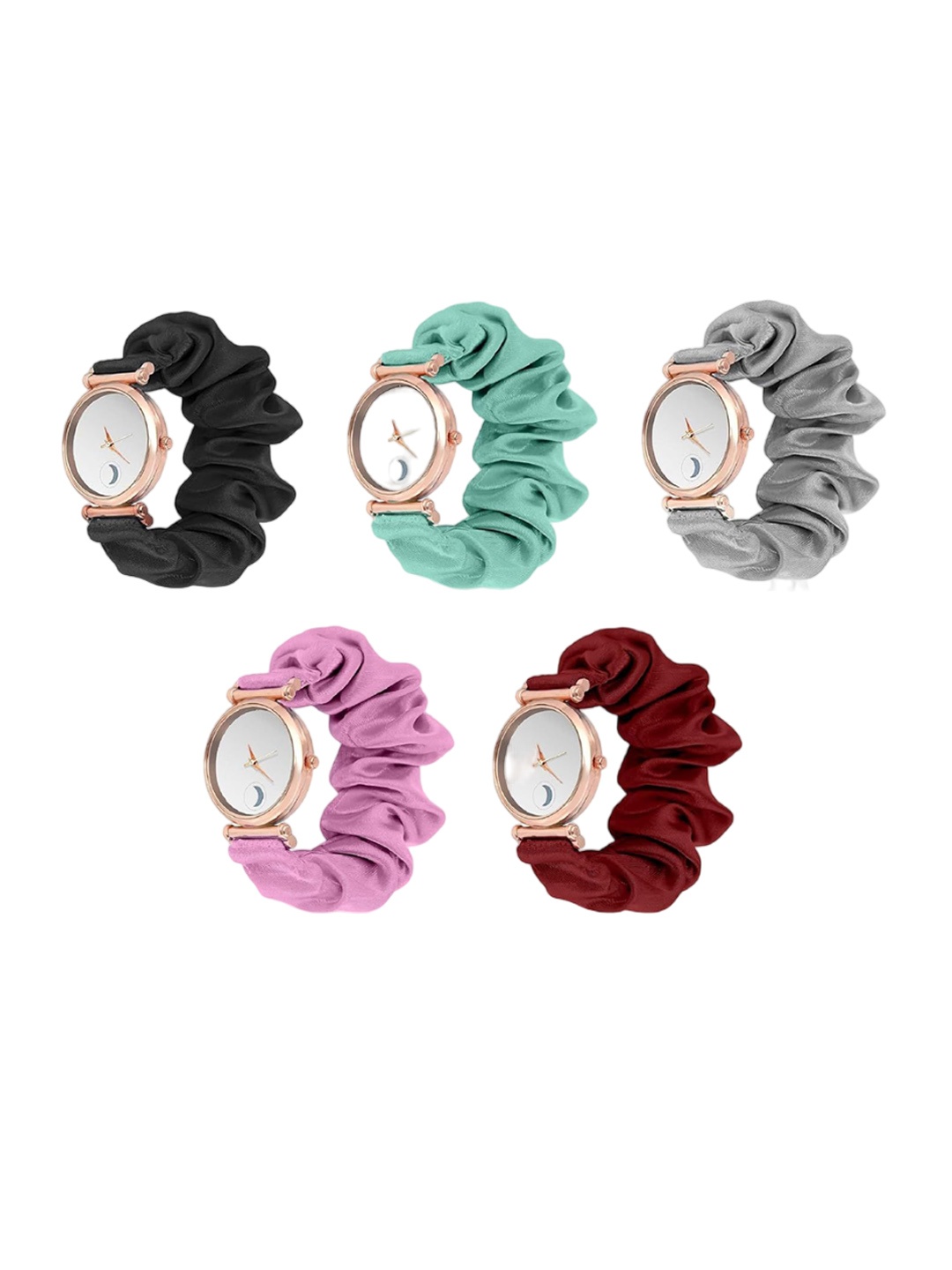 

WATCHSTAR Women Analogue Scrunchies Watch scrunchies new watch pack of 5, Black