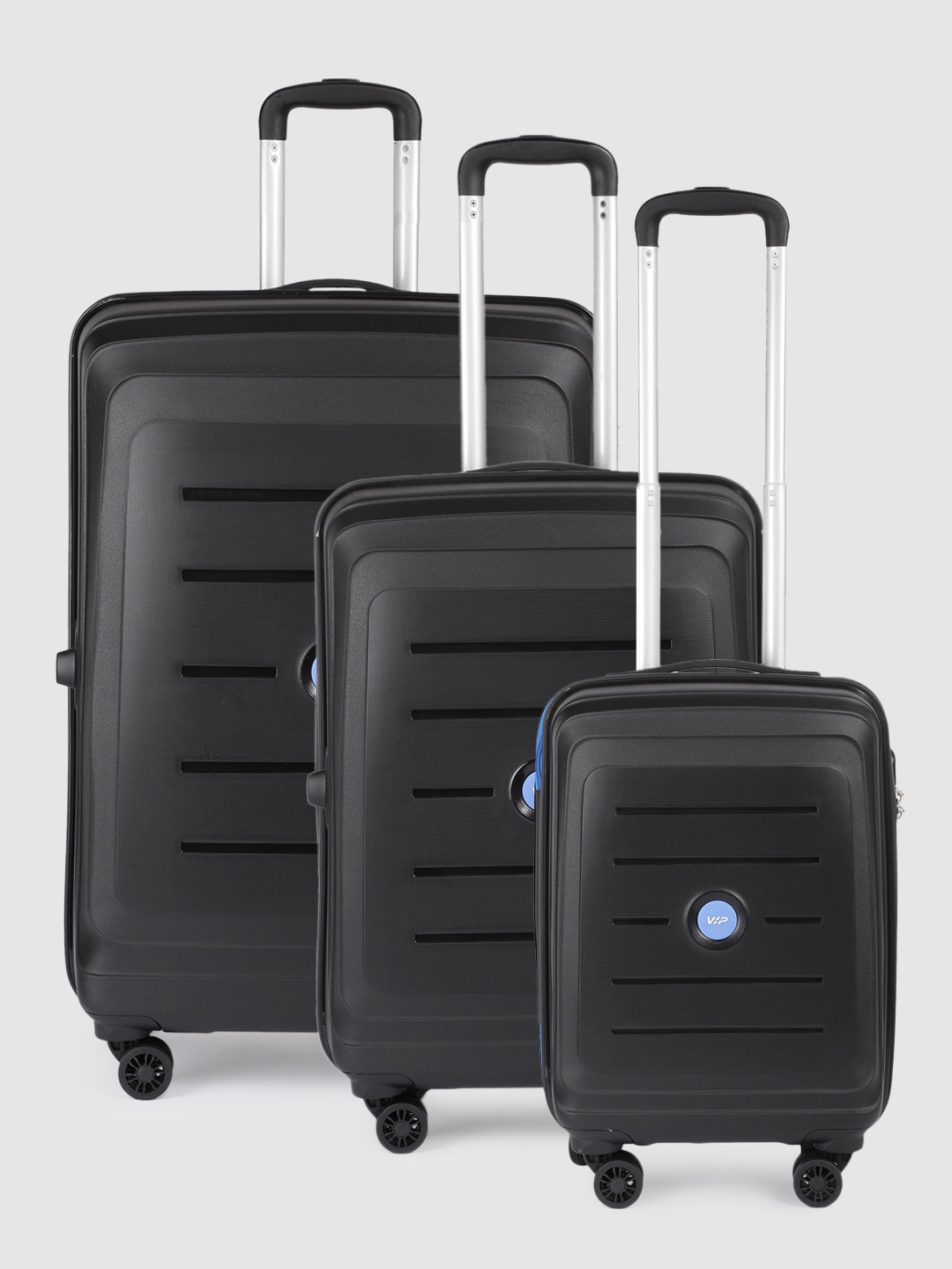 

VIP CORSA Set Of 3 Hard-Sided Trolley Suitcases, Black